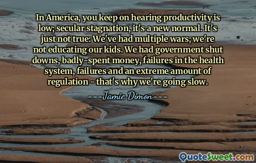 In America, you keep on hearing productivity is low; secular stagnation, it's a new normal. It's just not true: We've had multiple wars; we're not educating our kids. We had government shut downs, badly-spent money, failures in the health system, failures and an extreme amount of regulation - that's why we're going slow.