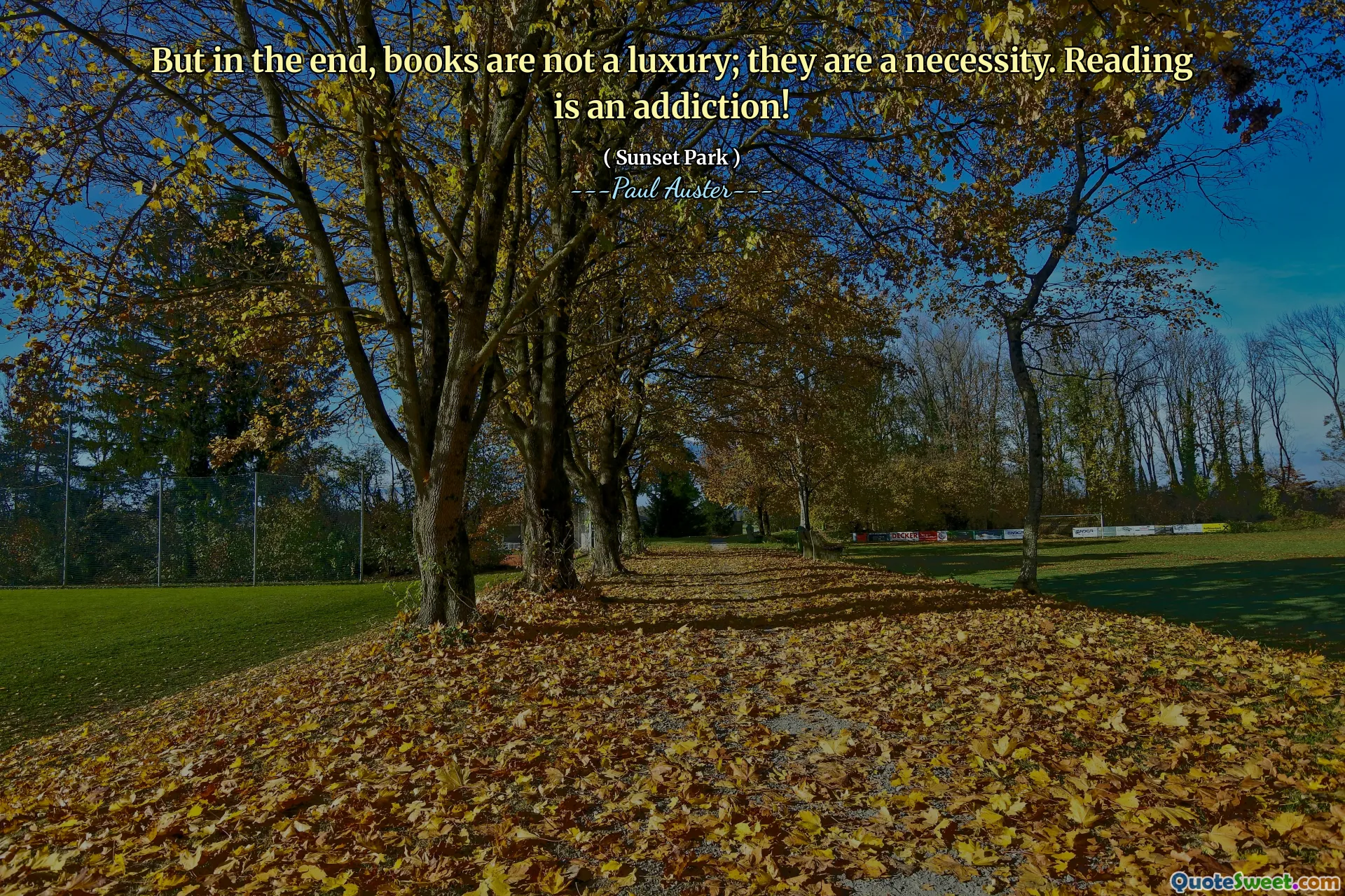 But in the end, books are not a luxury; they are a necessity. Reading is an addiction!