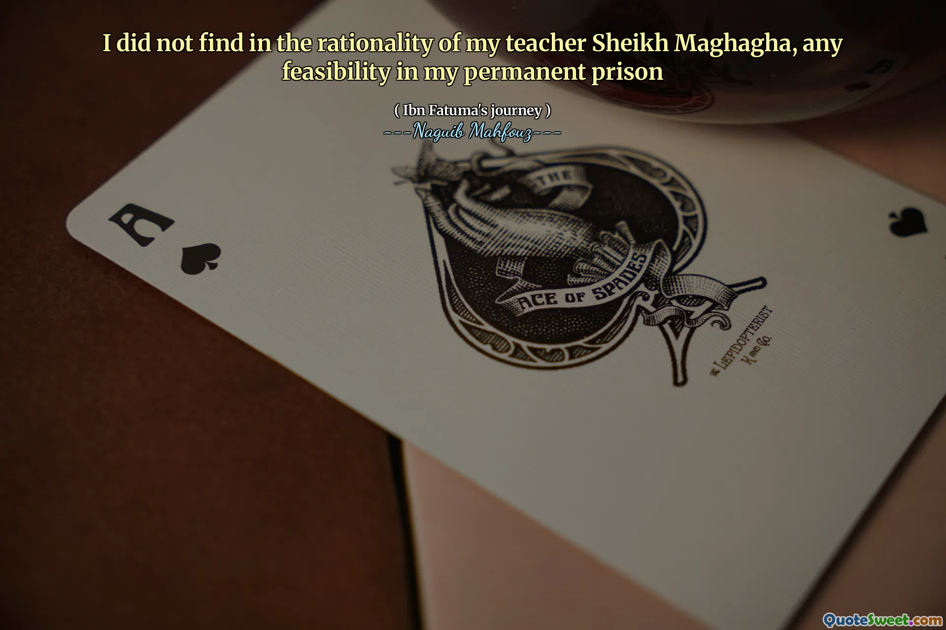 Saya tidak menemukan dalam rasionalitas guru saya Sheikh Maghagha, kelayakan apa pun di penjara permanen saya