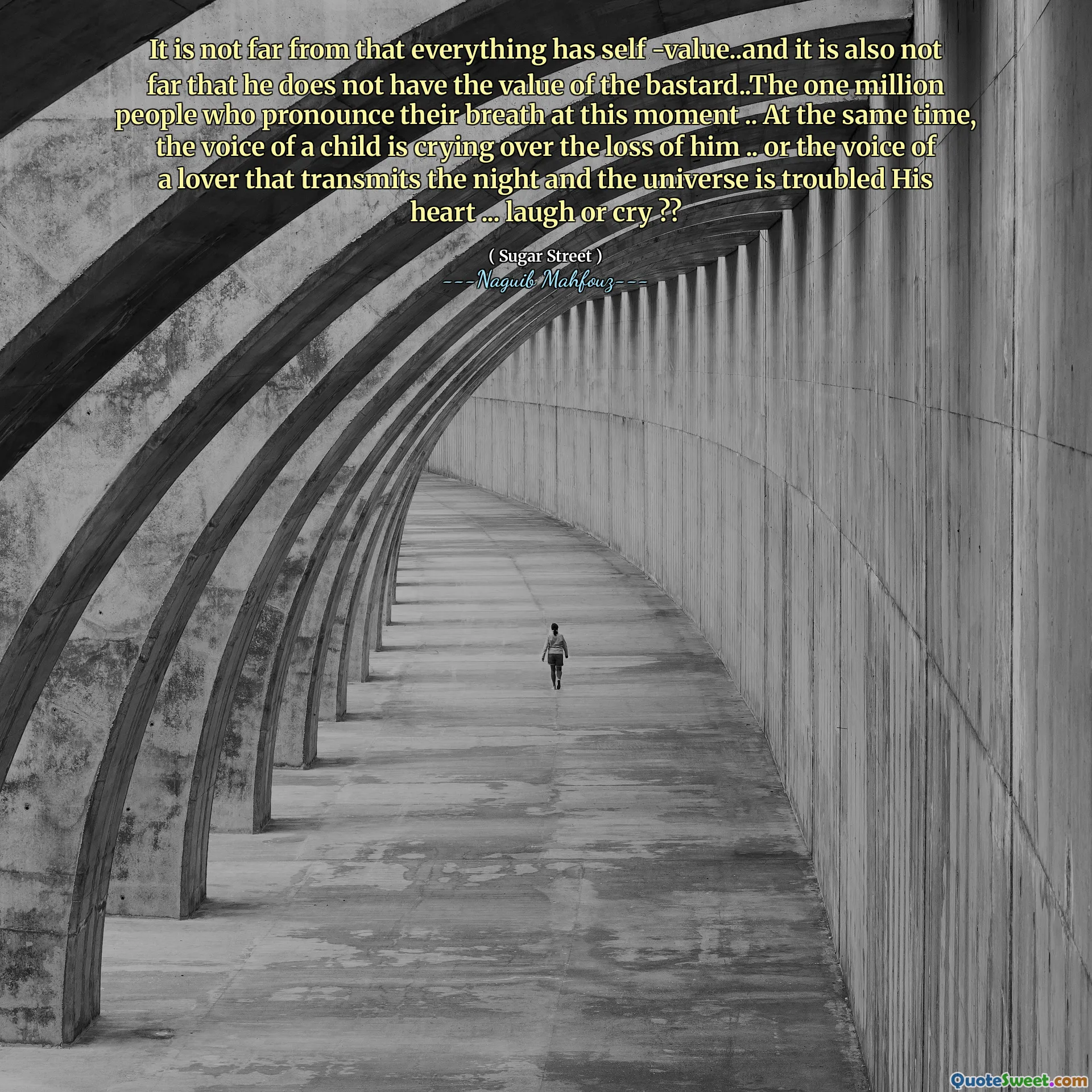 It is not far from that everything has self -value..and it is also not far that he does not have the value of the bastard..The one million people who pronounce their breath at this moment .. At the same time, the voice of a child is crying over the loss of him .. or the voice of a lover that transmits the night and the universe is troubled His heart ... laugh or cry ??
