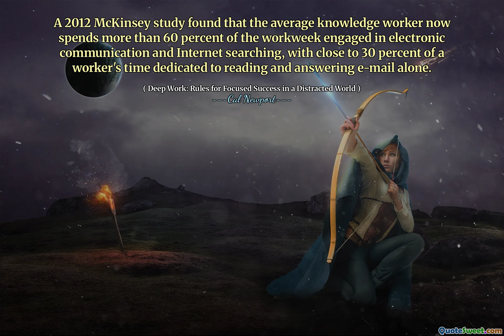 A 2012 McKinsey study found that the average knowledge worker now spends more than 60 percent of the workweek engaged in electronic communication and Internet searching, with close to 30 percent of a worker's time dedicated to reading and answering e-mail alone.