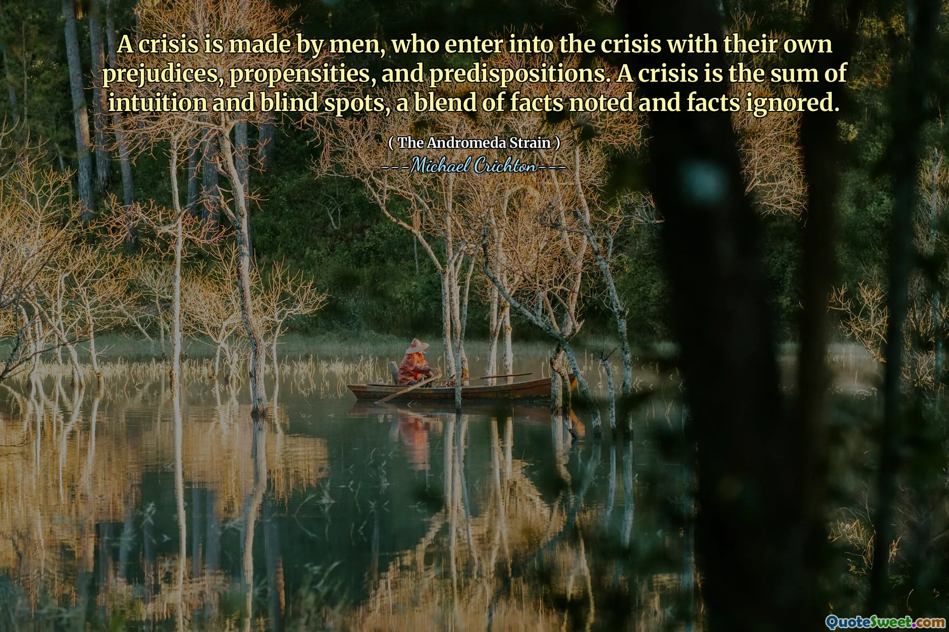 एक संकट पुरुषों द्वारा किया जाता है, जो अपने स्वयं के पूर्वाग्रहों, प्रवृत्ति और पूर्वानुमानों के साथ संकट में प्रवेश करते हैं। एक संकट अंतर्ज्ञान और अंधे धब्बों का योग है, तथ्यों का एक मिश्रण और ध्यान दिया गया है।