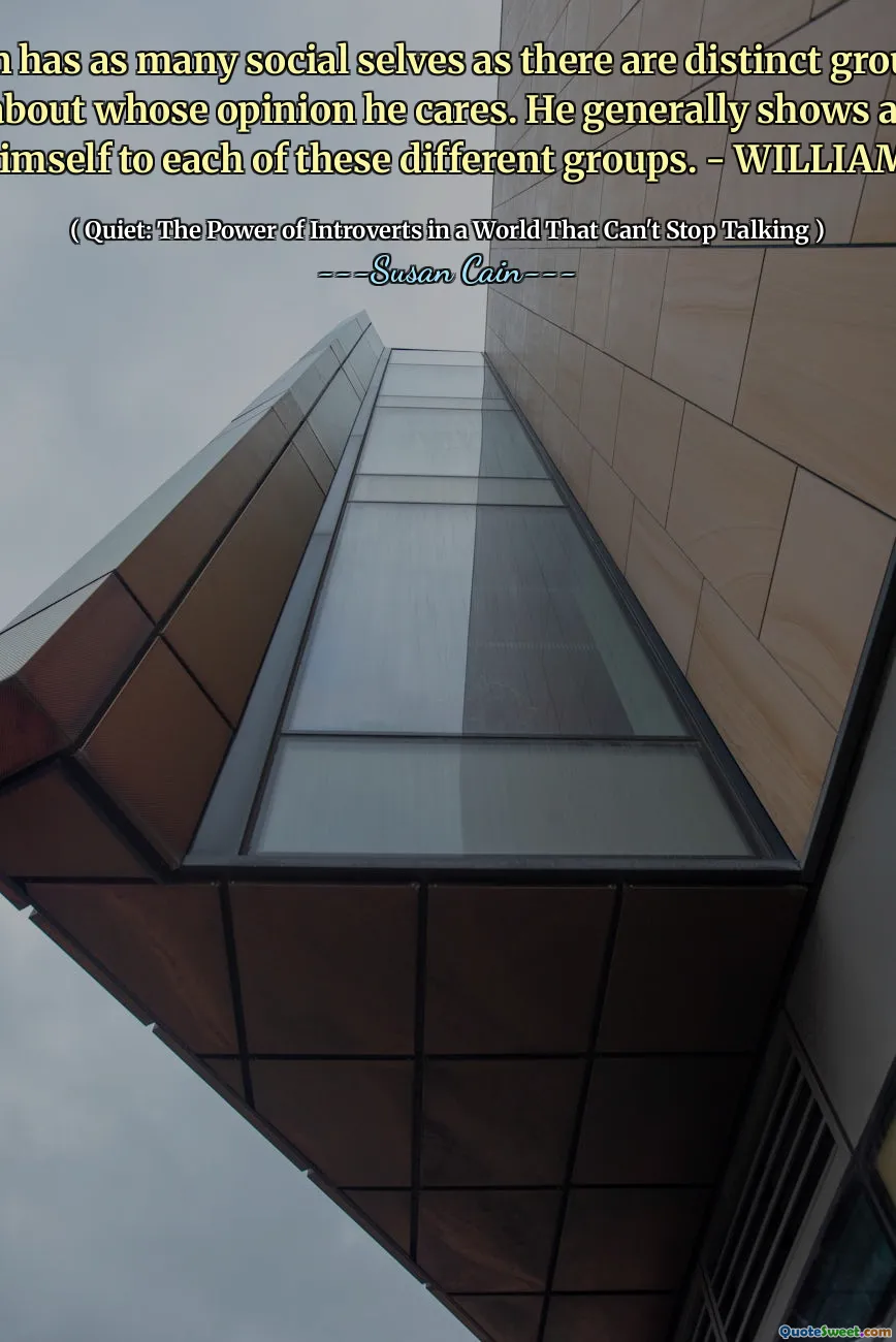 A man has as many social selves as there are distinct groups of persons about whose opinion he cares. He generally shows a different side of himself to each of these different groups. - WILLIAM JAMES