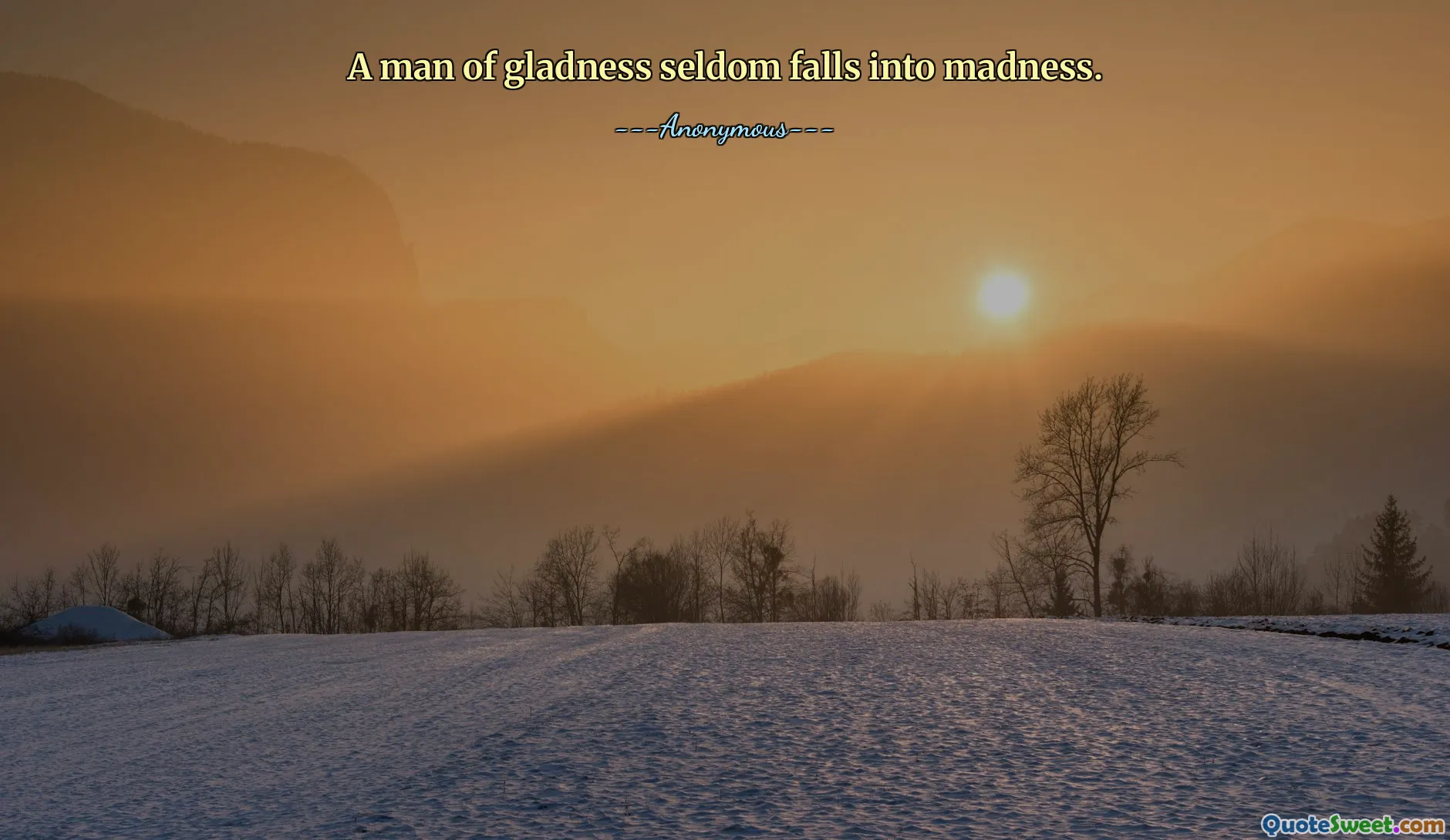 A man of gladness seldom falls into madness.