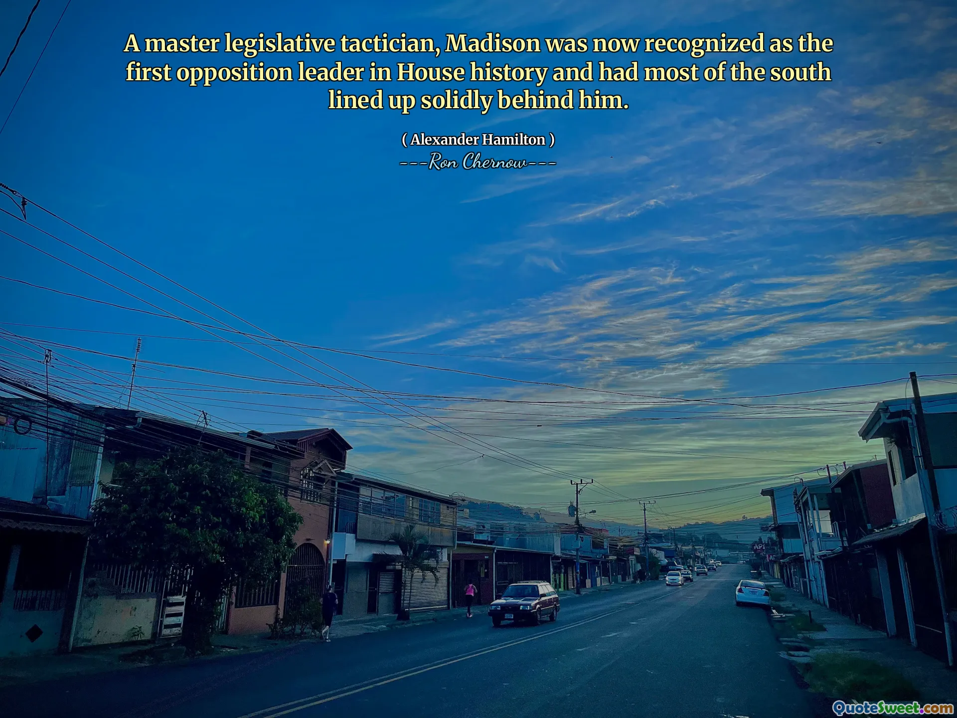 A master legislative tactician, Madison was now recognized as the first opposition leader in House history and had most of the south lined up solidly behind him.