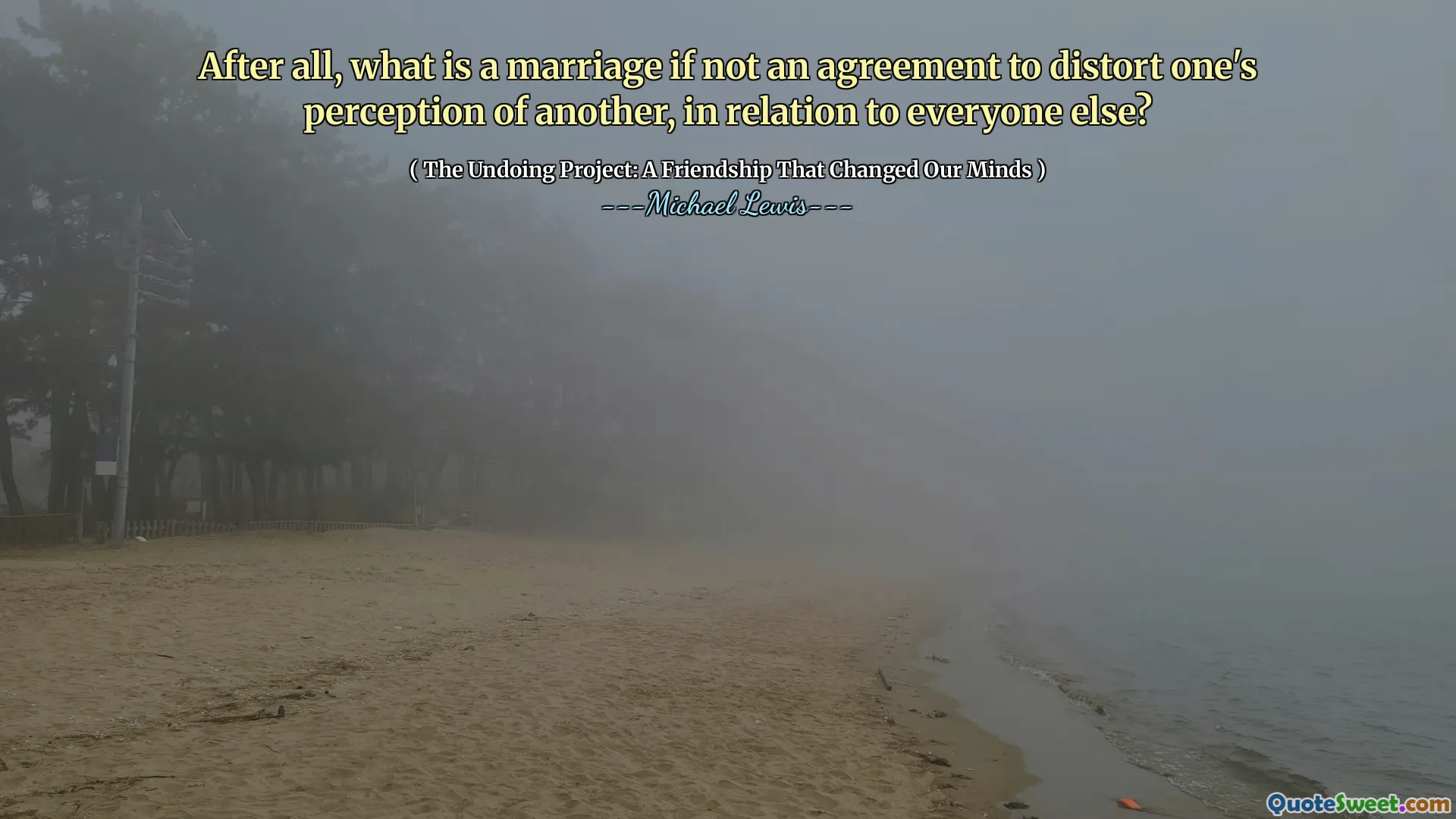 After all, what is a marriage if not an agreement to distort one's perception of another, in relation to everyone else?