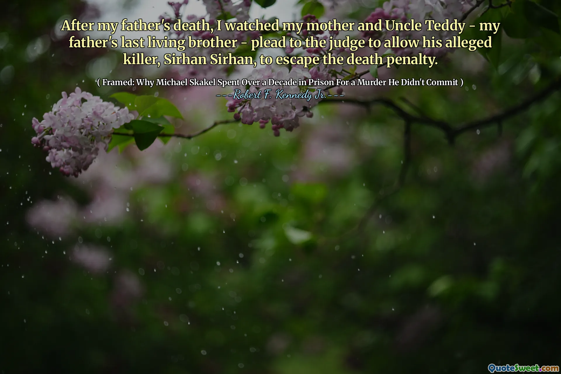 After my father's death, I watched my mother and Uncle Teddy - my father's last living brother - plead to the judge to allow his alleged killer, Sirhan Sirhan, to escape the death penalty.