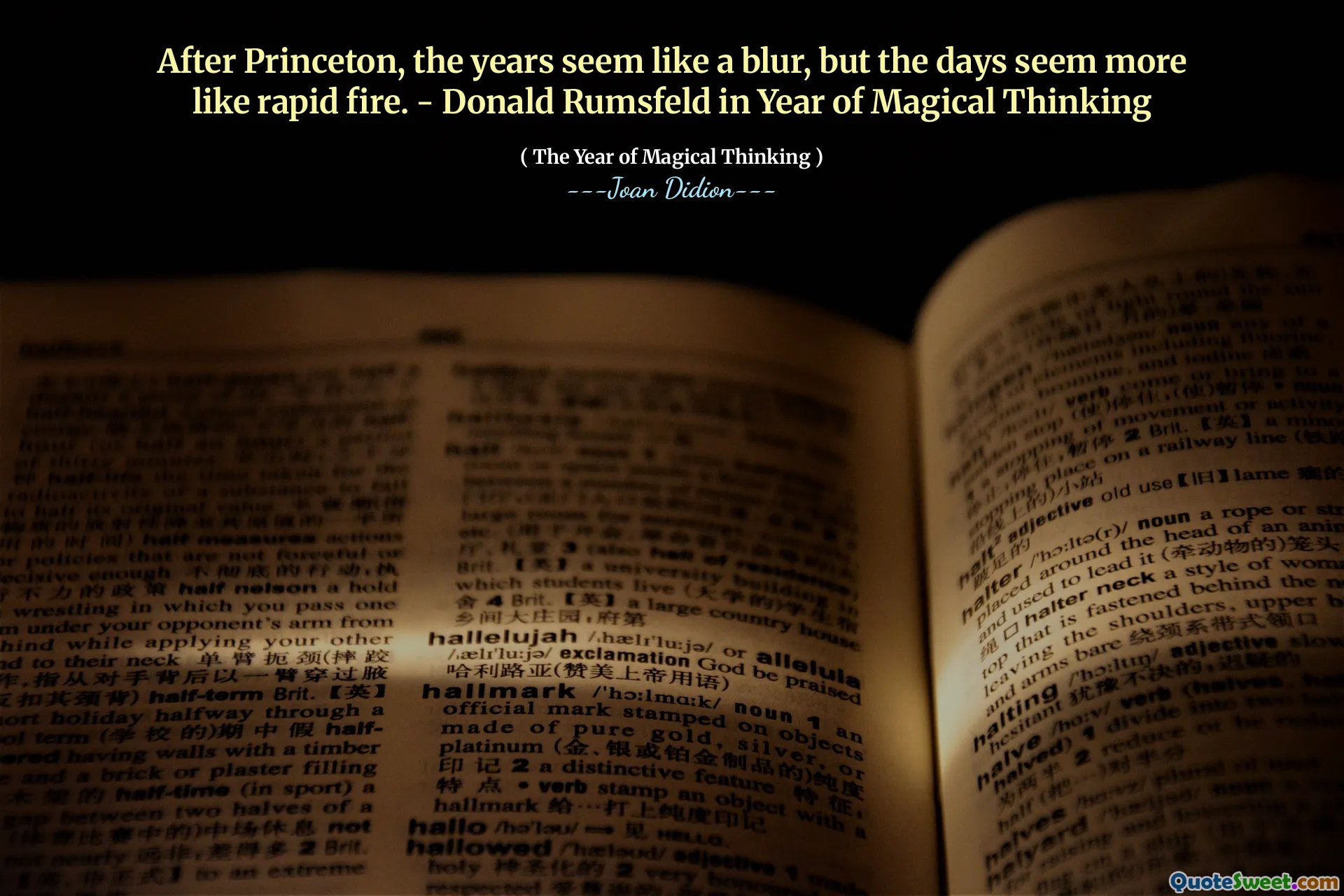 After Princeton, the years seem like a blur, but the days seem more like rapid fire. - Donald Rumsfeld in Year of Magical Thinking
