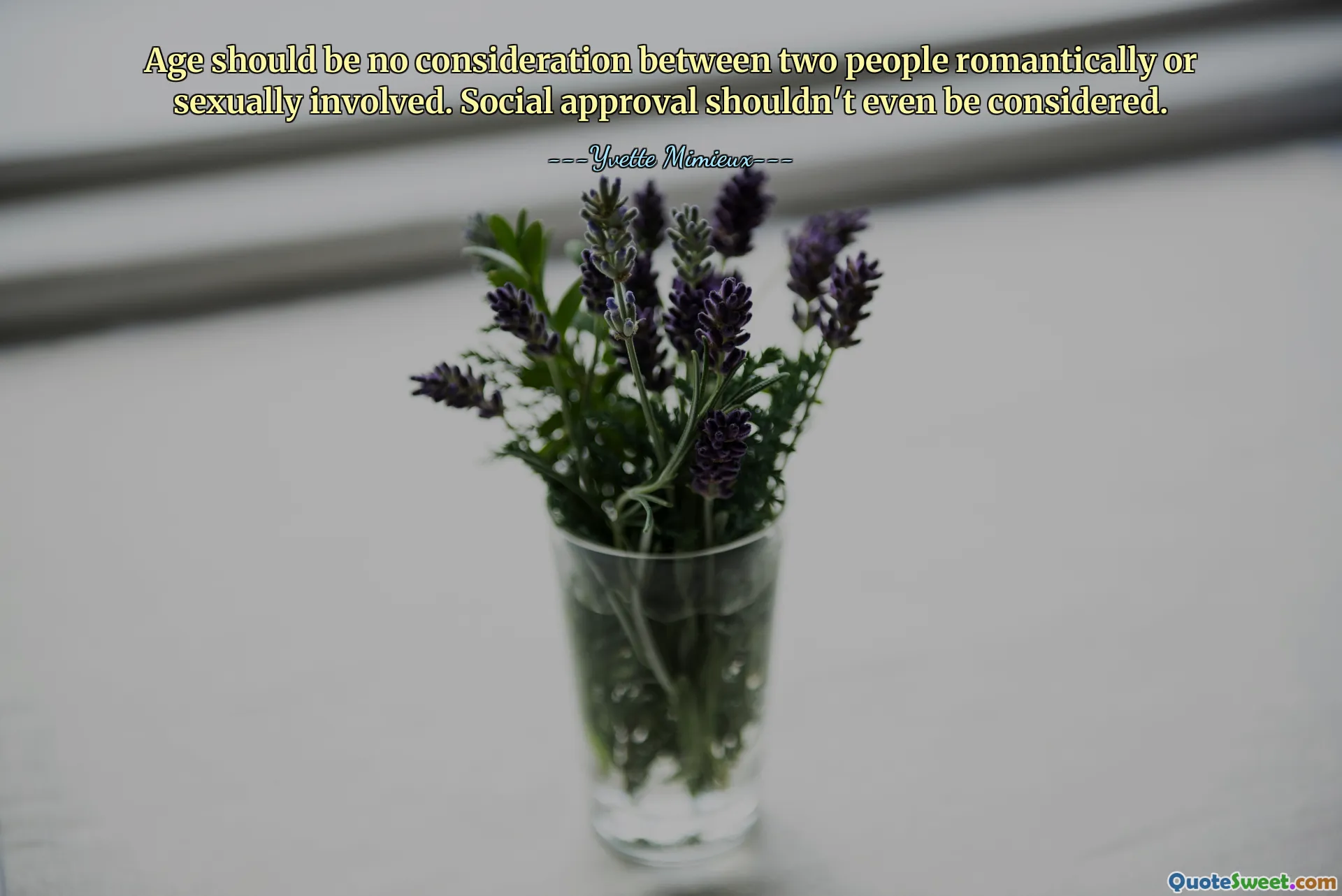 Age should be no consideration between two people romantically or sexually involved. Social approval shouldn't even be considered.