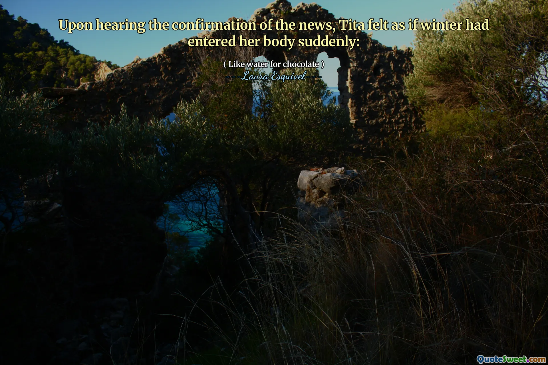 Upon hearing the confirmation of the news, Tita felt as if winter had entered her body suddenly: