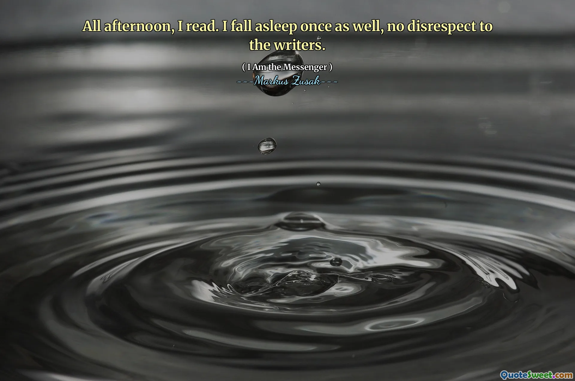 All afternoon, I read. I fall asleep once as well, no disrespect to the writers.