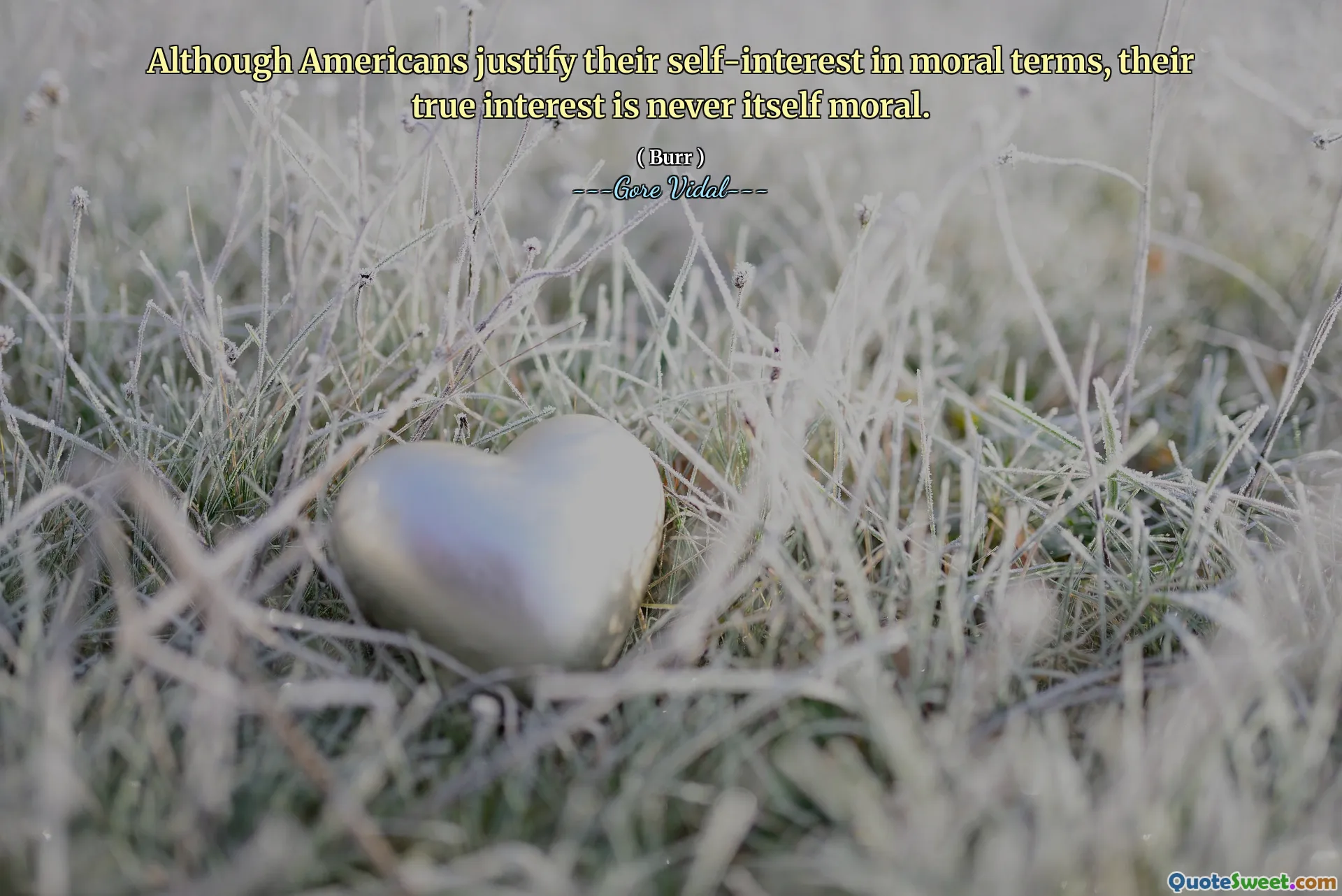 Although Americans justify their self-interest in moral terms, their true interest is never itself moral.