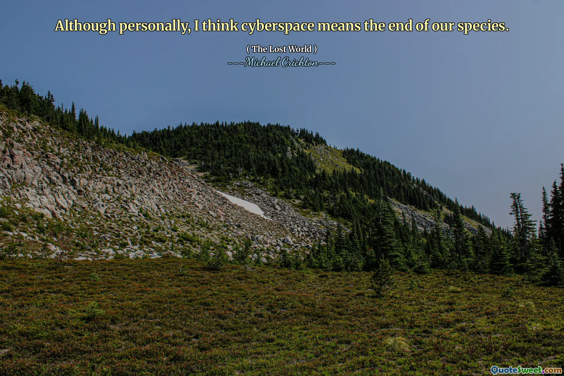 Although personally, I think cyberspace means the end of our species.