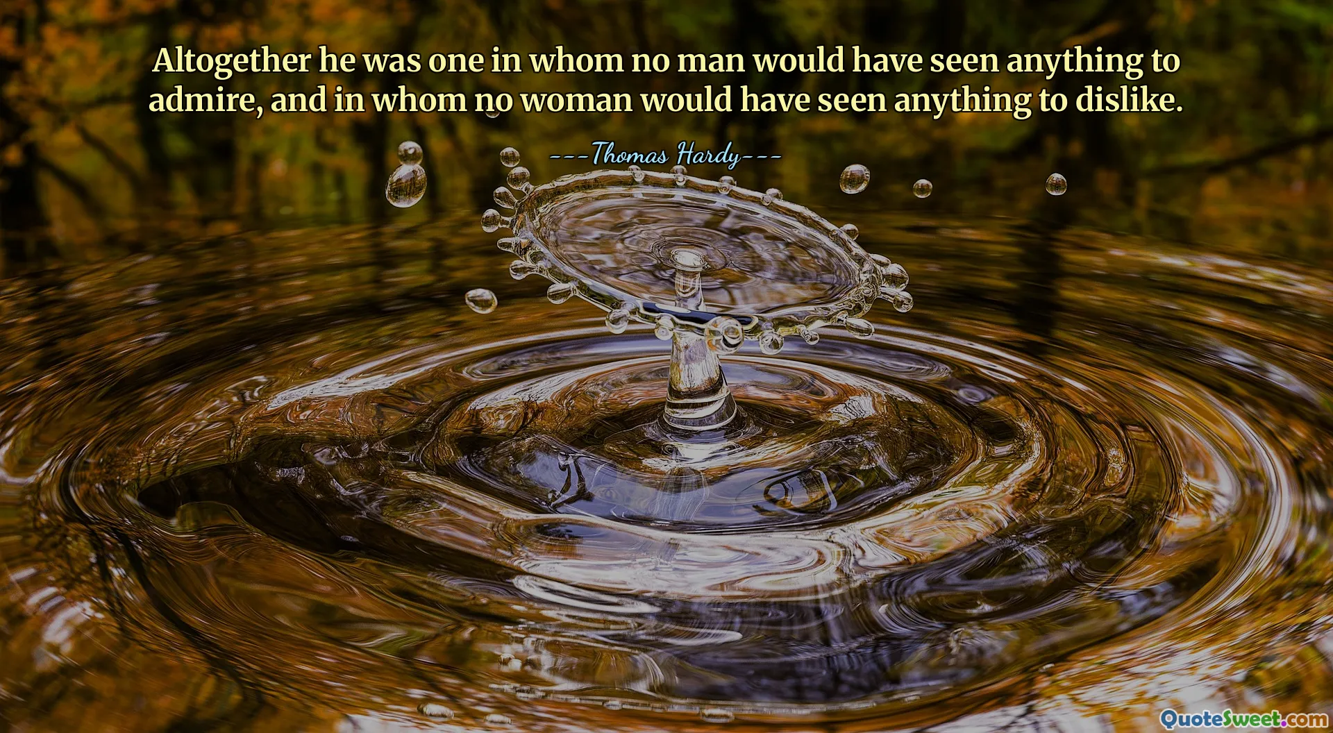 Altogether he was one in whom no man would have seen anything to admire, and in whom no woman would have seen anything to dislike.