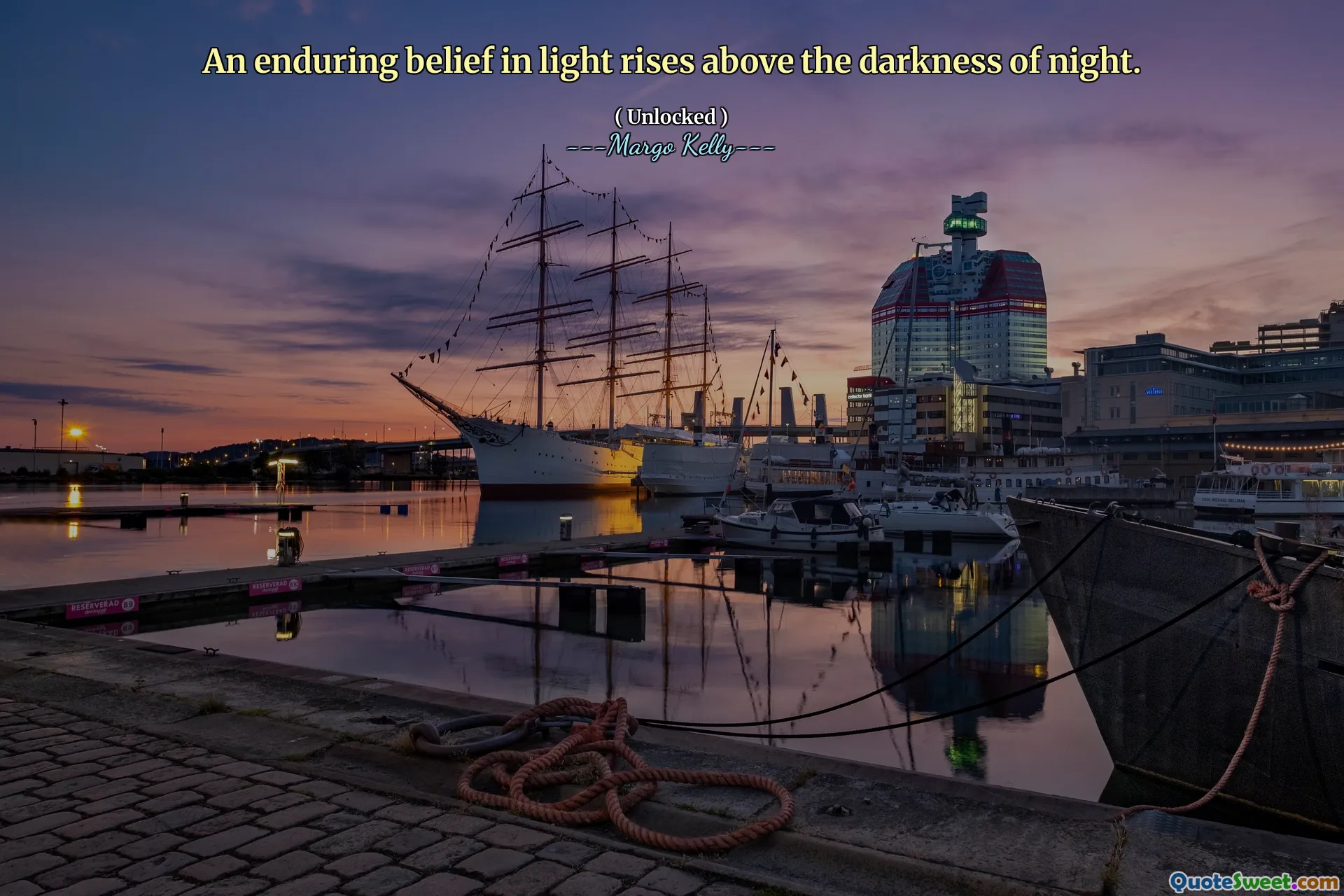 An enduring belief in light rises above the darkness of night.