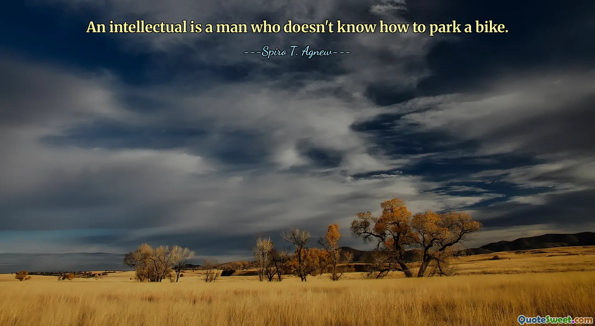 An intellectual is a man who doesn't know how to park a bike.