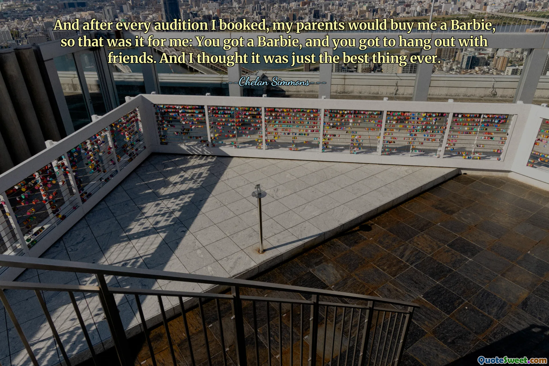 И после каждого прослушивания, которое я назначал, мои родители покупали мне Барби, так что для меня это было все: у тебя есть Барби, и ты должен тусоваться с друзьями. И я подумал, что это просто лучшая вещь на свете.