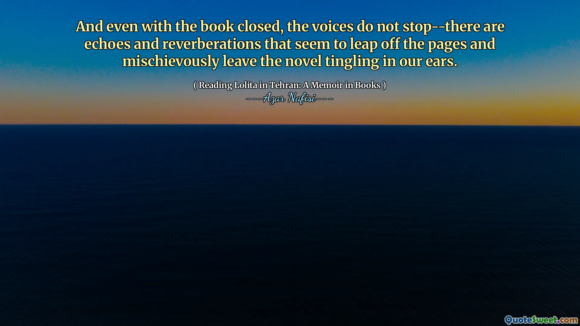 即使这本书结束了，声音也不会停止 - 似乎有回声和混响似乎从页面上跳下来，调皮地将小说刺痛留在我们耳边。