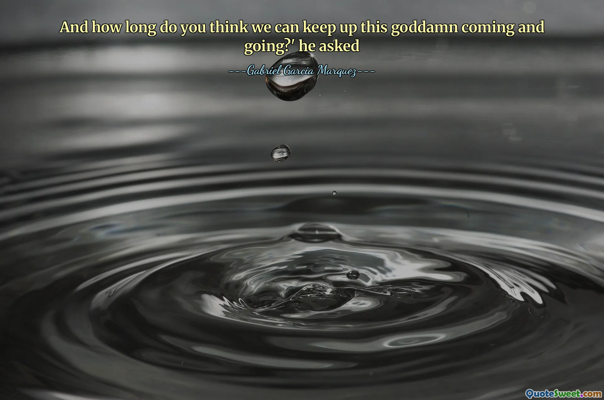 And how long do you think we can keep up this goddamn coming and going?' he asked