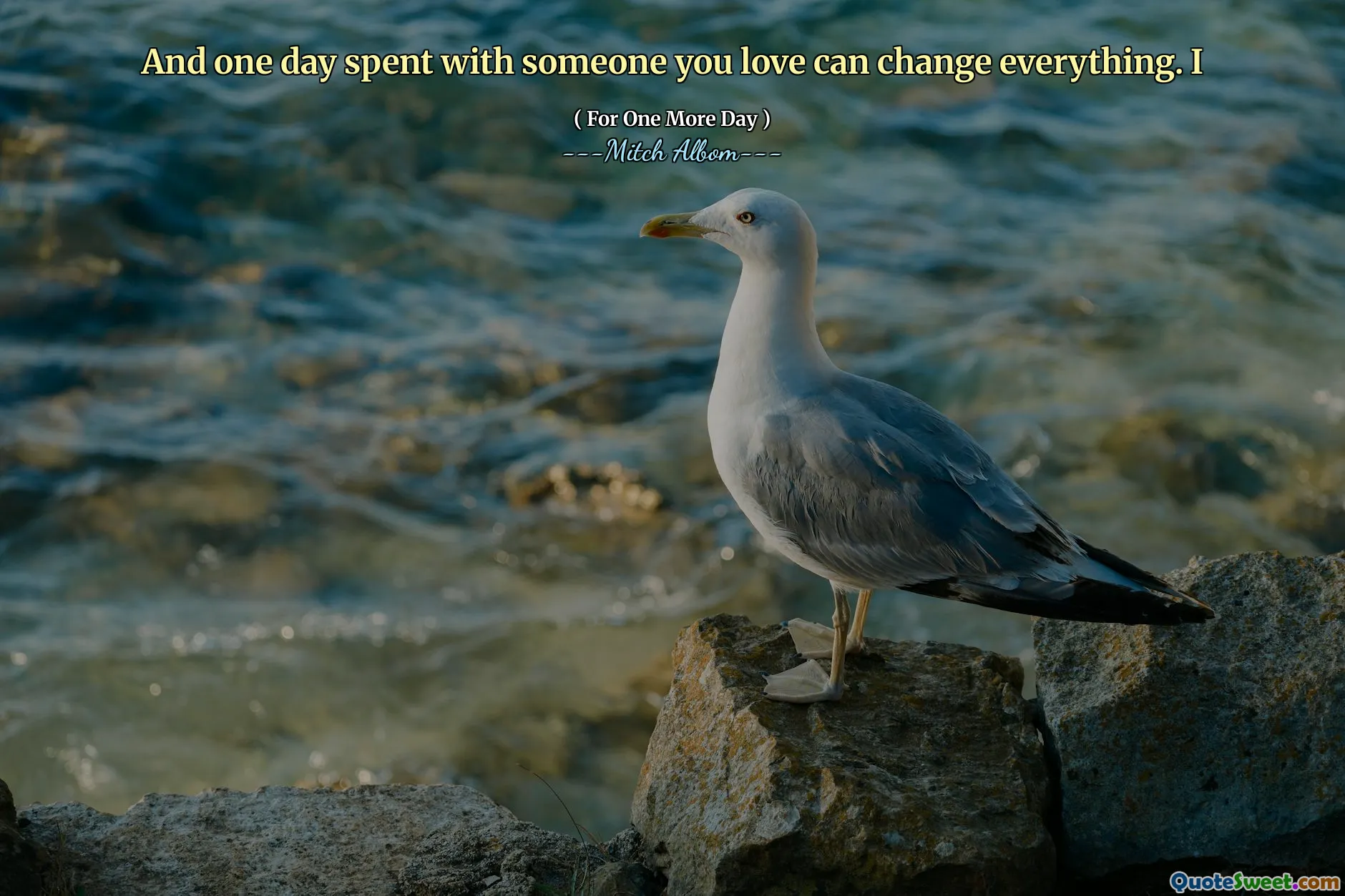 और एक दिन जो आप प्यार करते हैं, उसके साथ बिताया सब कुछ बदल सकता है। मैं