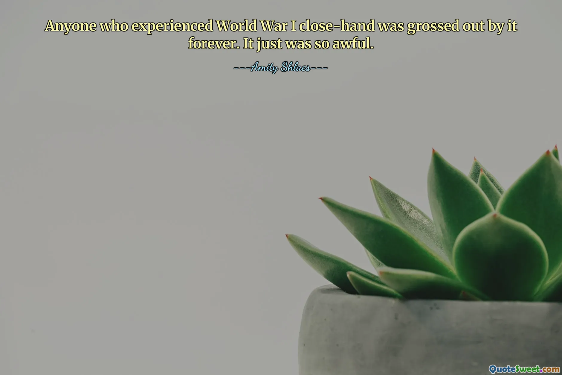 Chiunque abbia vissuto da vicino la Prima Guerra Mondiale ne è rimasto disgustato per sempre. È stato semplicemente terribile.