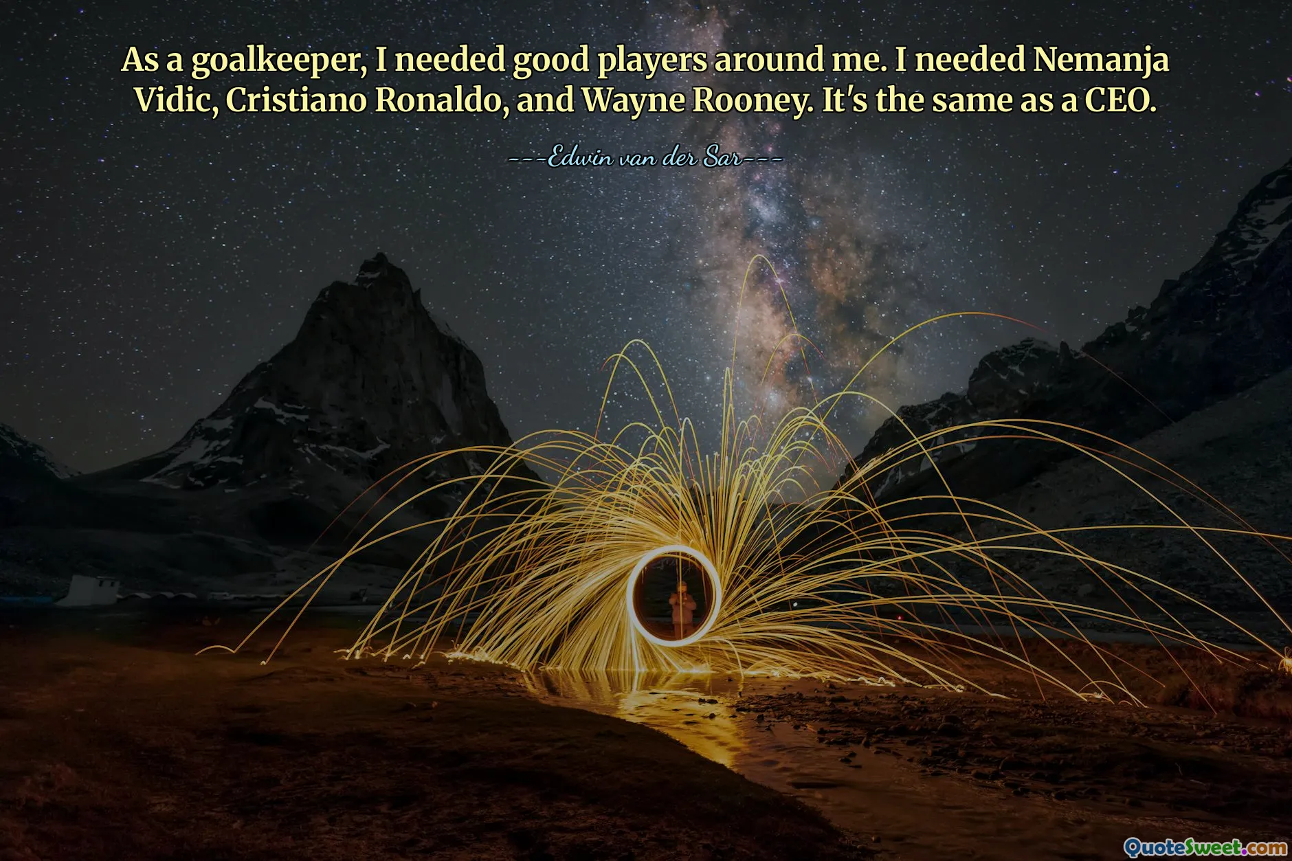 As a goalkeeper, I needed good players around me. I needed Nemanja Vidic, Cristiano Ronaldo, and Wayne Rooney. It's the same as a CEO.