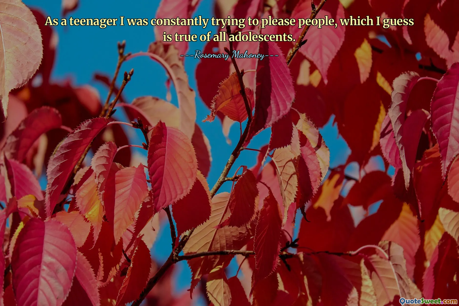 As a teenager I was constantly trying to please people, which I guess is true of all adolescents.