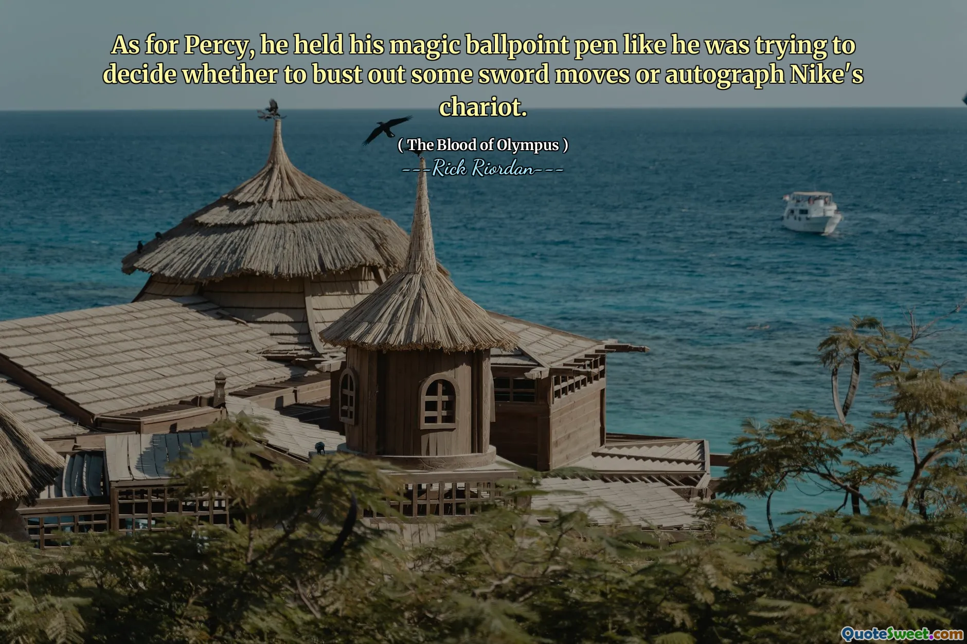 As for Percy, he held his magic ballpoint pen like he was trying to decide whether to bust out some sword moves or autograph Nike's chariot.