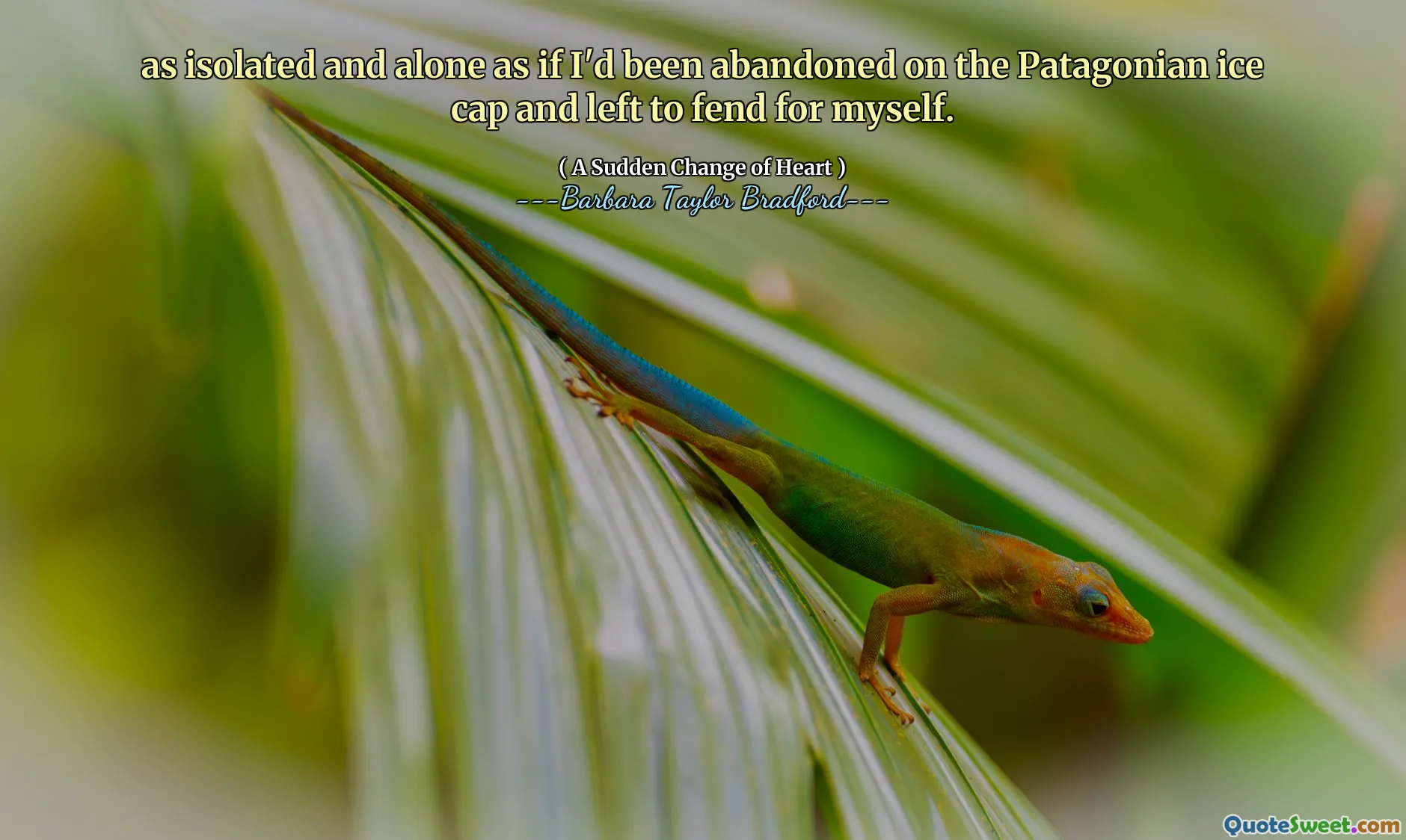 as isolated and alone as if I'd been abandoned on the Patagonian ice cap and left to fend for myself.