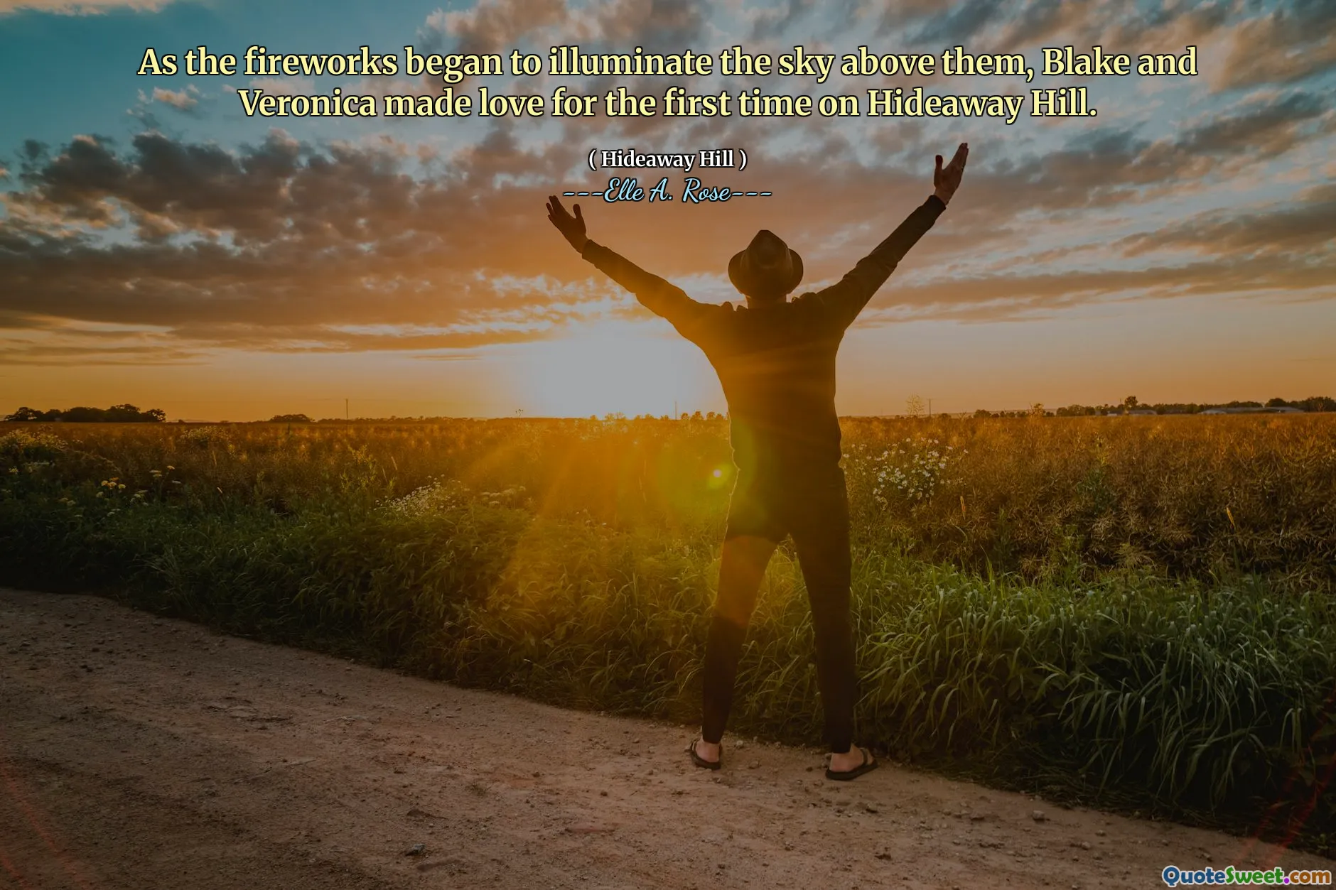 As the fireworks began to illuminate the sky above them, Blake and Veronica made love for the first time on Hideaway Hill.