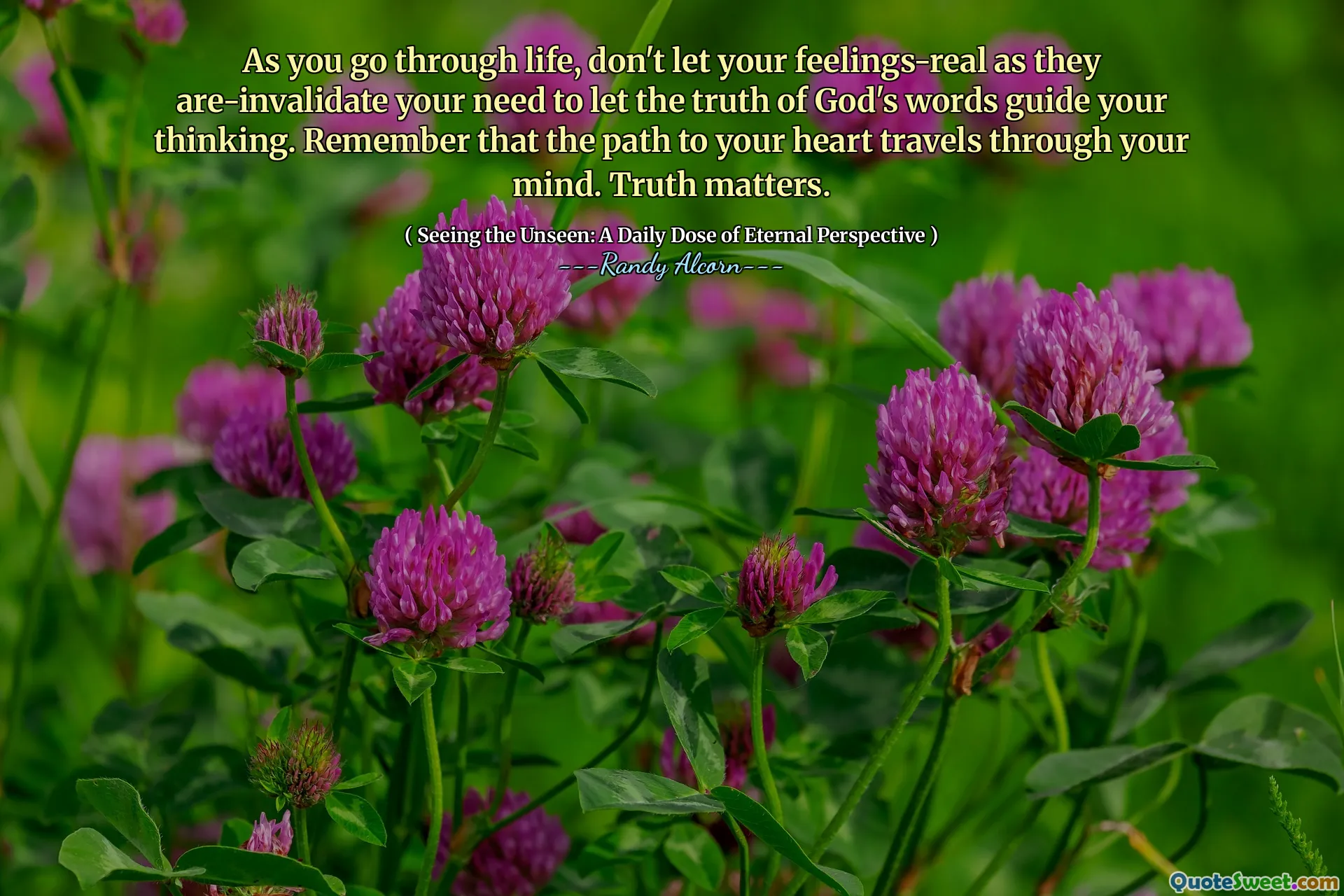 Mentre attraversi la vita, non lasciare che i tuoi sentimenti siano realistici mentre sono invalidati al tuo bisogno di lasciare che la verità delle parole di Dio guidi il tuo pensiero. Ricorda che il percorso per il tuo cuore ti viaggia nella mente. La verità conta.