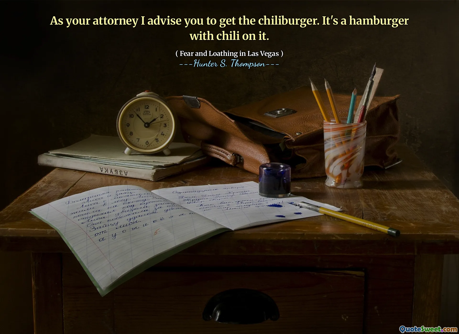 As your attorney I advise you to get the chiliburger. It's a hamburger with chili on it.