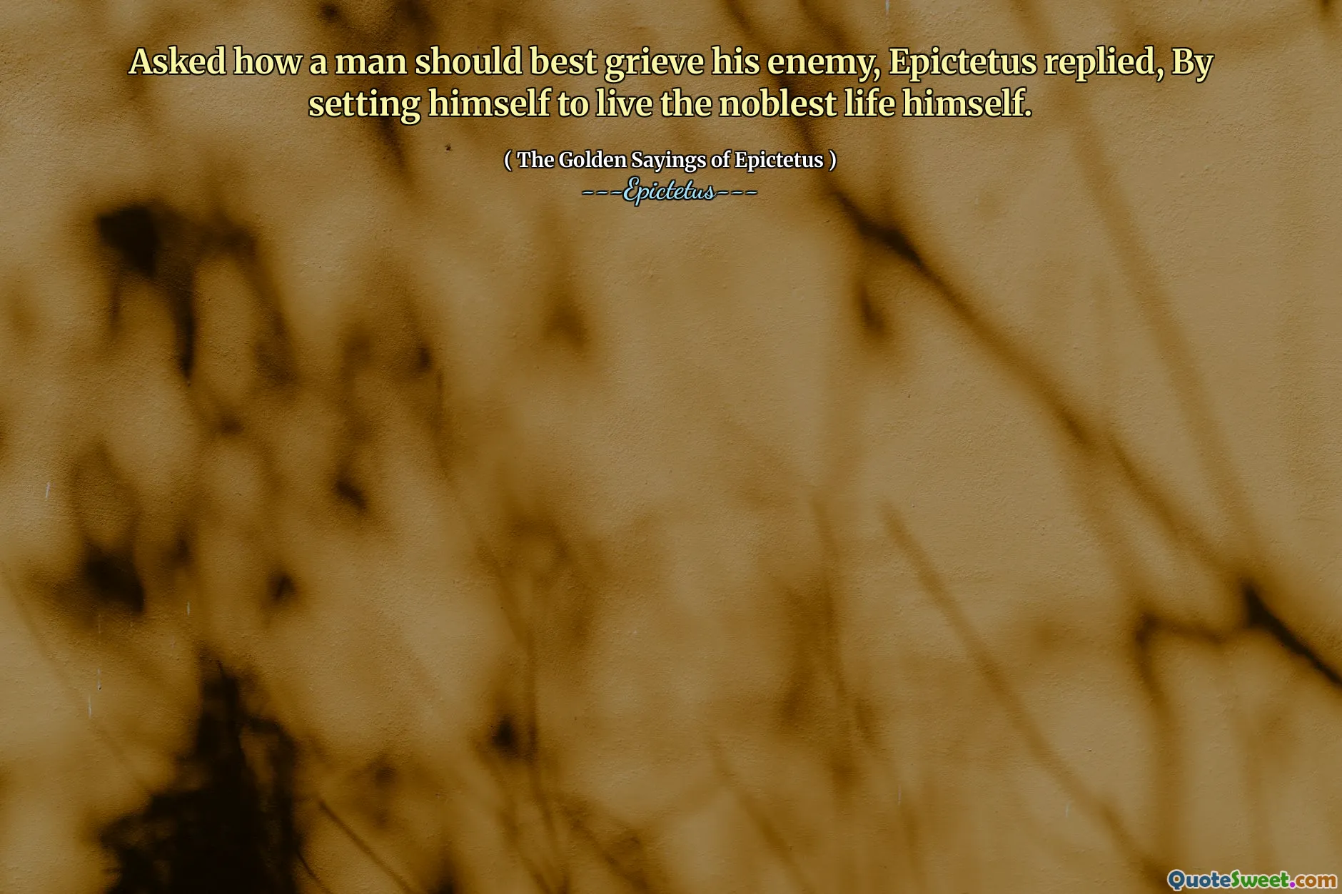 Asked how a man should best grieve his enemy, Epictetus replied, By setting himself to live the noblest life himself.