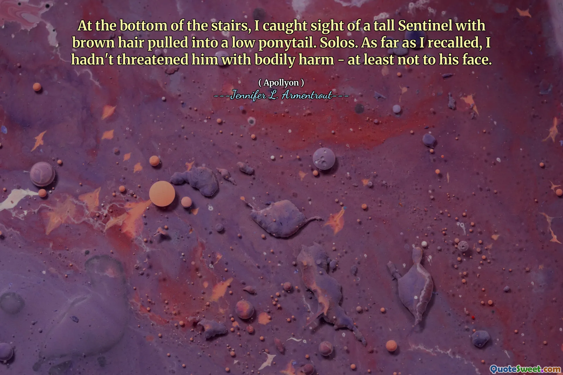 At the bottom of the stairs, I caught sight of a tall Sentinel with brown hair pulled into a low ponytail. Solos. As far as I recalled, I hadn't threatened him with bodily harm - at least not to his face.