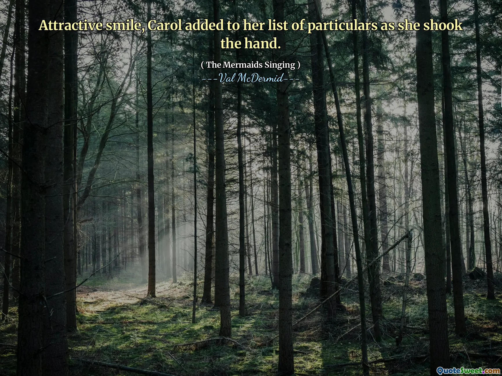 Attractive smile, Carol added to her list of particulars as she shook the hand.