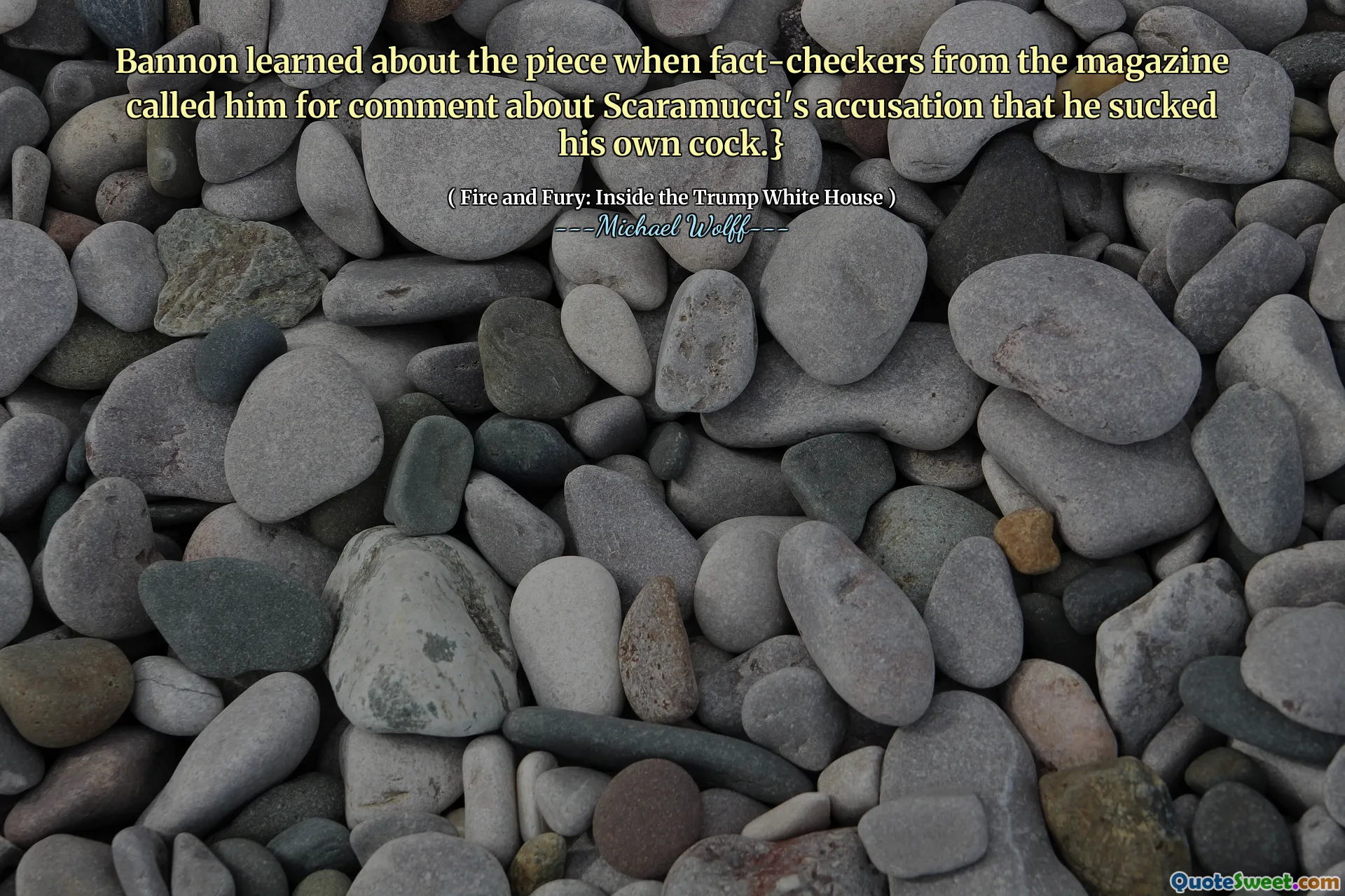 Bannon learned about the piece when fact-checkers from the magazine called him for comment about Scaramucci's accusation that he sucked his own cock.}