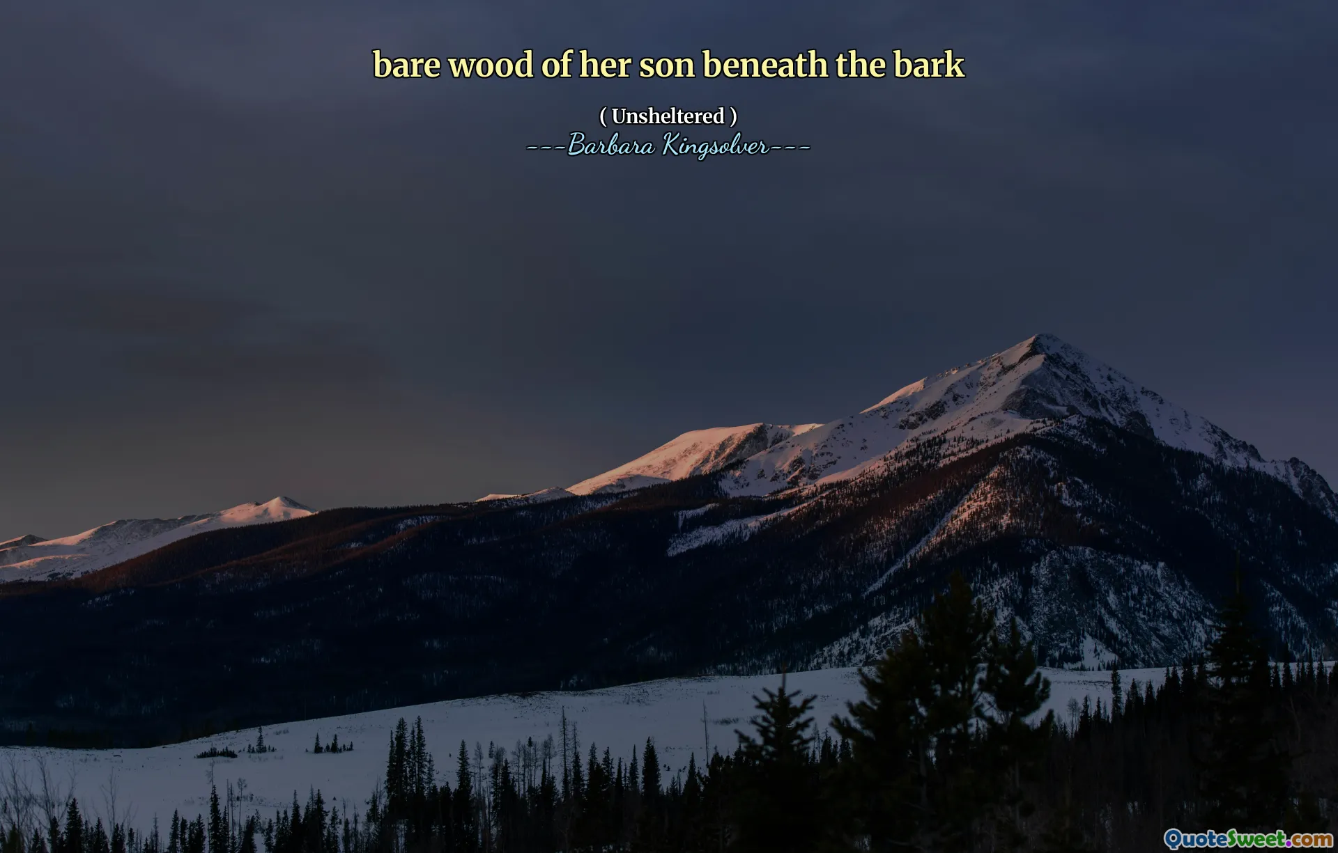 holé dřevo jejího syna pod kůrou