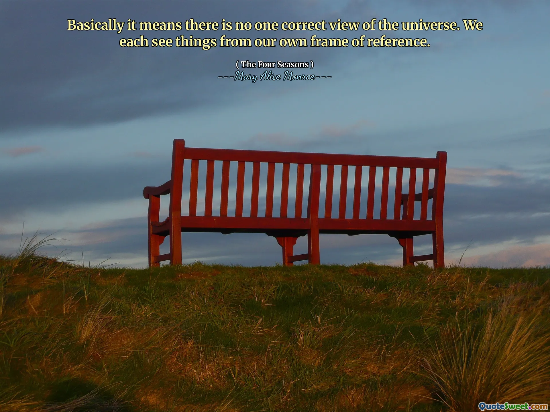 Basically it means there is no one correct view of the universe. We each see things from our own frame of reference.