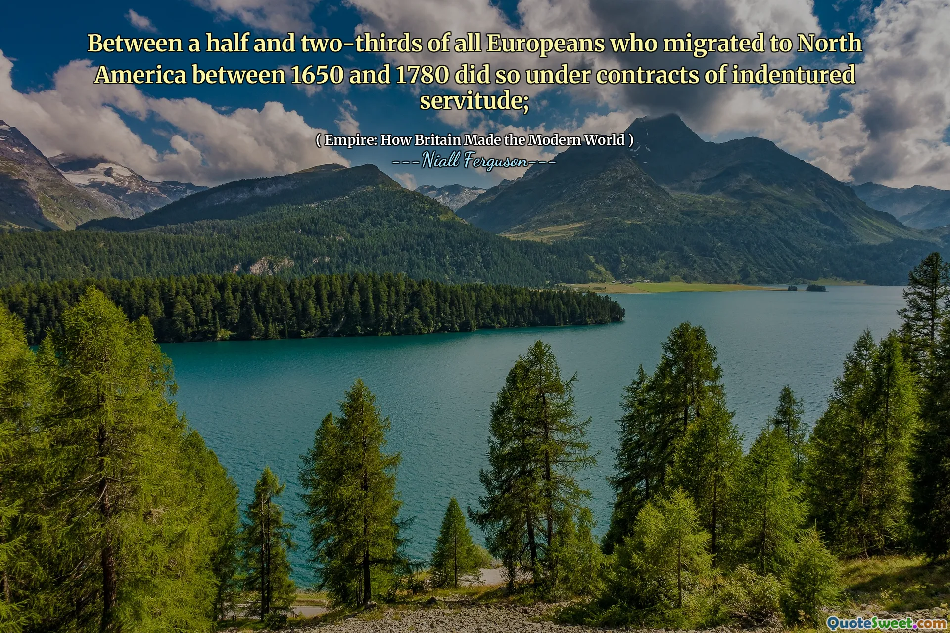 Between a half and two-thirds of all Europeans who migrated to North America between 1650 and 1780 did so under contracts of indentured servitude;