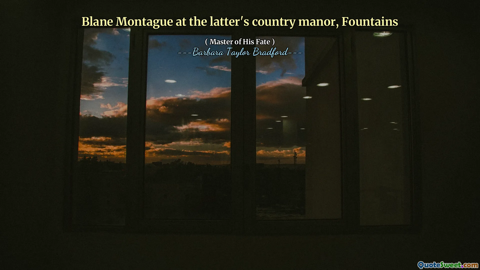 Blane Montague at the latter's country manor, Fountains