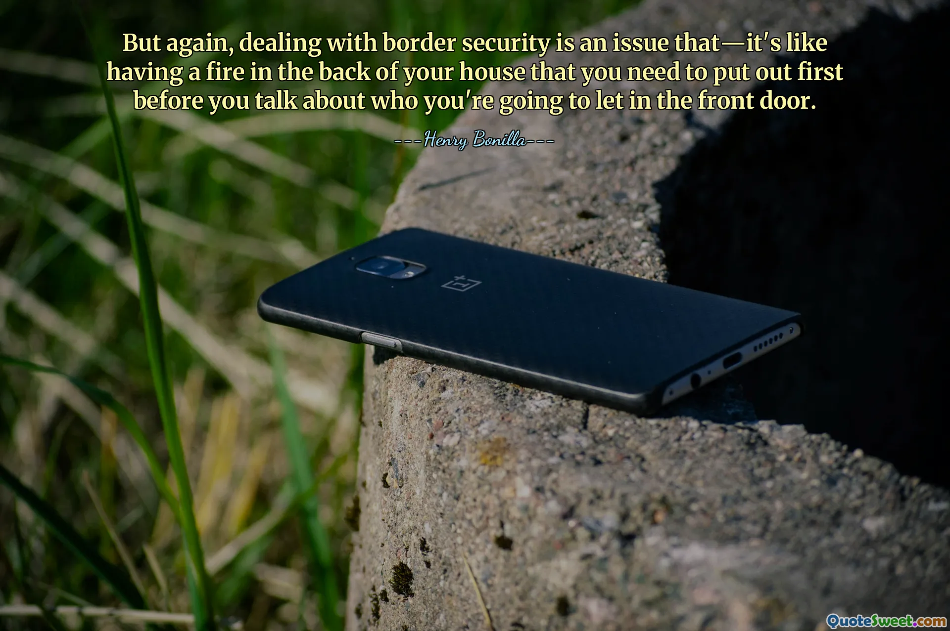 But again, dealing with border security is an issue that—it's like having a fire in the back of your house that you need to put out first before you talk about who you're going to let in the front door.