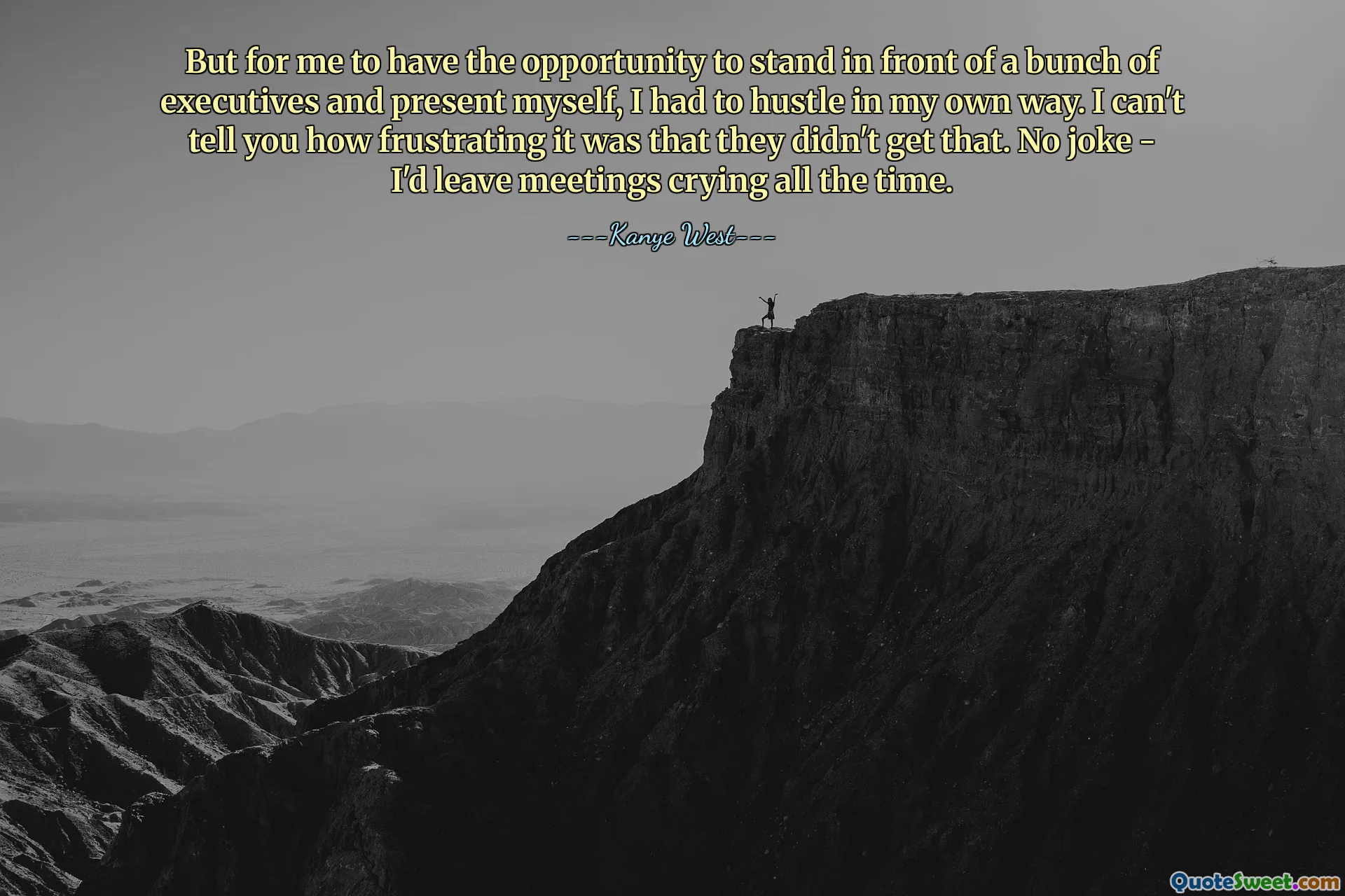 Ma per avere l’opportunità di stare di fronte a un gruppo di dirigenti e presentarmi, ho dovuto darmi da fare a modo mio. Non posso dirti quanto sia stato frustrante che non l'abbiano capito. Non è uno scherzo: lascerei le riunioni piangendo tutto il tempo.