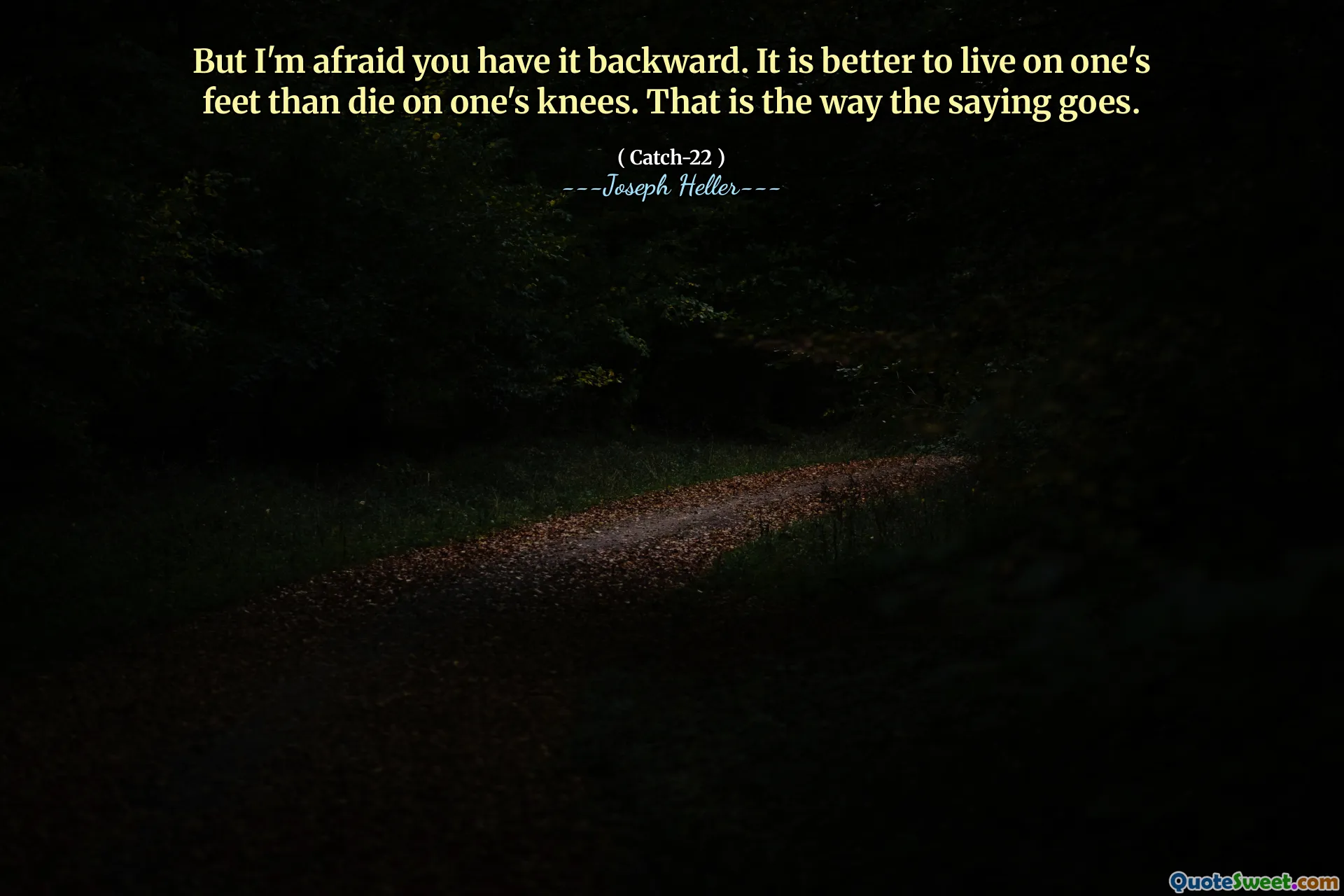 Men jeg er redd du har det bakover. Det er bedre å leve på føttene enn å dø på knærne. Det er slik ordtaket sier.