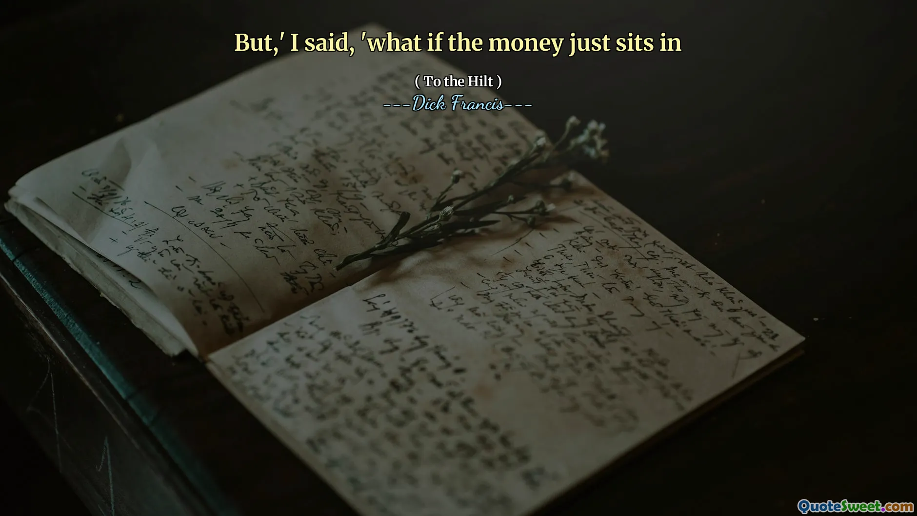 But,' I said, 'what if the money just sits in