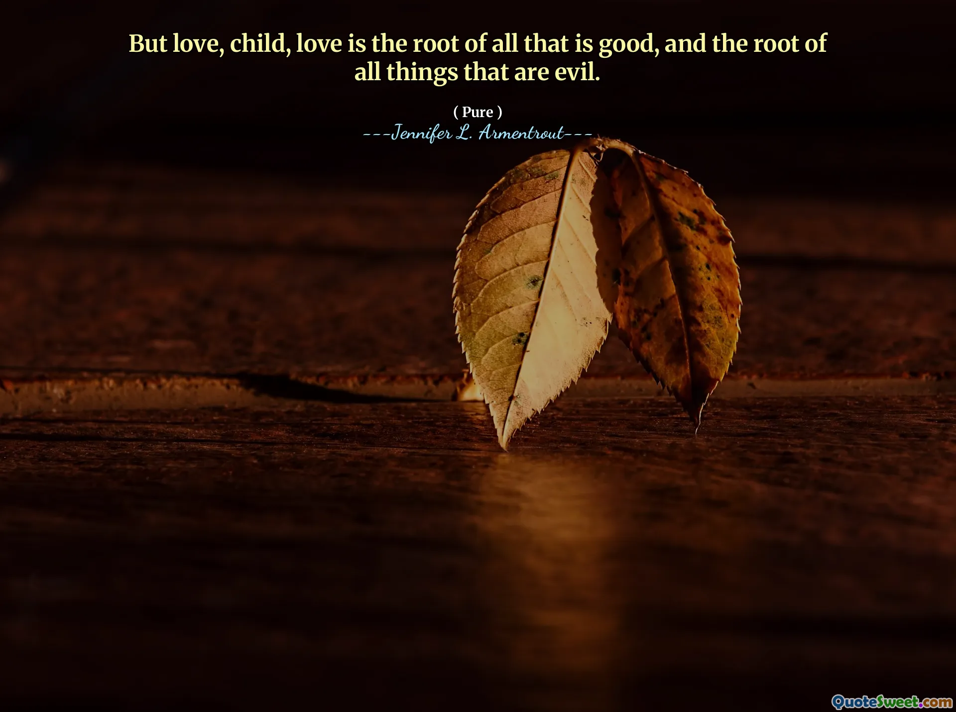 But love, child, love is the root of all that is good, and the root of all things that are evil.