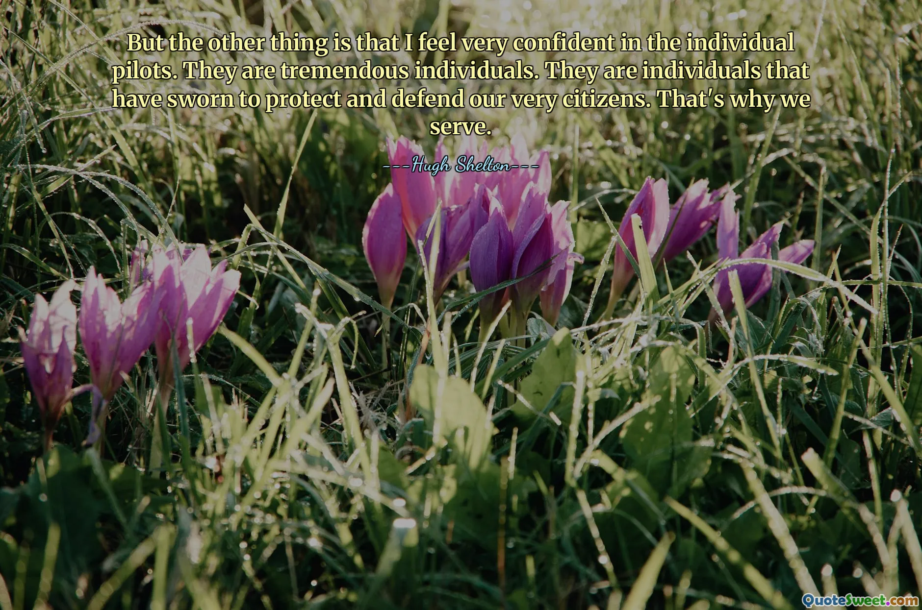 But the other thing is that I feel very confident in the individual pilots. They are tremendous individuals. They are individuals that have sworn to protect and defend our very citizens. That's why we serve.