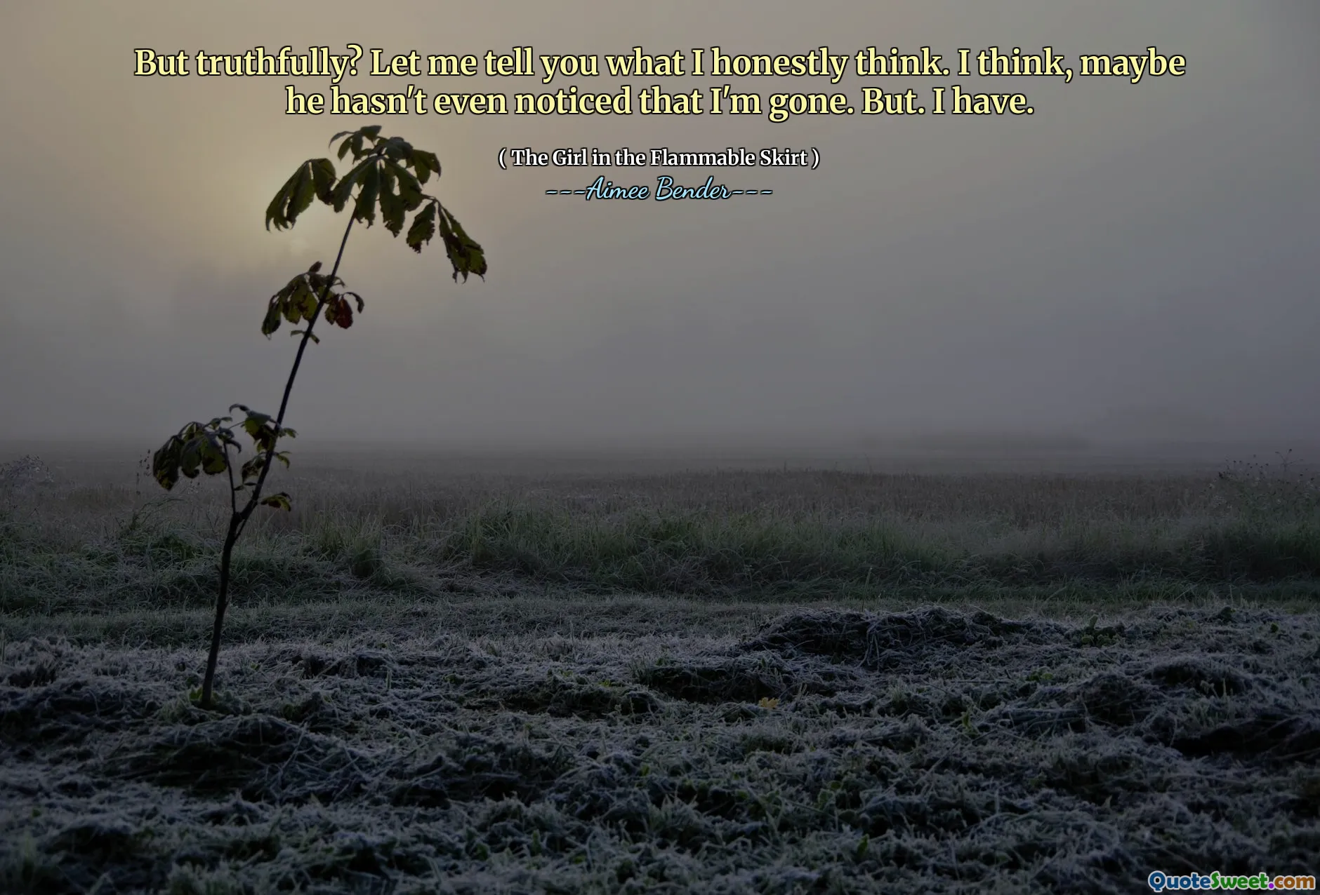 Tapi sejujurnya? Izinkan saya memberi tahu Anda apa yang saya pikirkan dengan jujur. Saya pikir, mungkin dia bahkan tidak memperhatikan bahwa saya pergi. Tetapi. Saya memiliki.