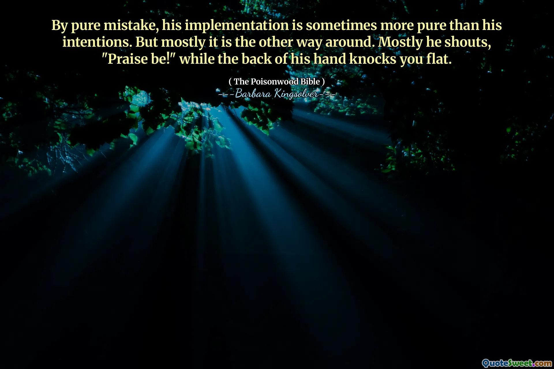 Genom rent misstag är hans implementering ibland renare än hans avsikter. Men mest är det tvärtom. För det mesta ropar han, "Praise Be!" Medan baksidan av hans hand slår dig platt.