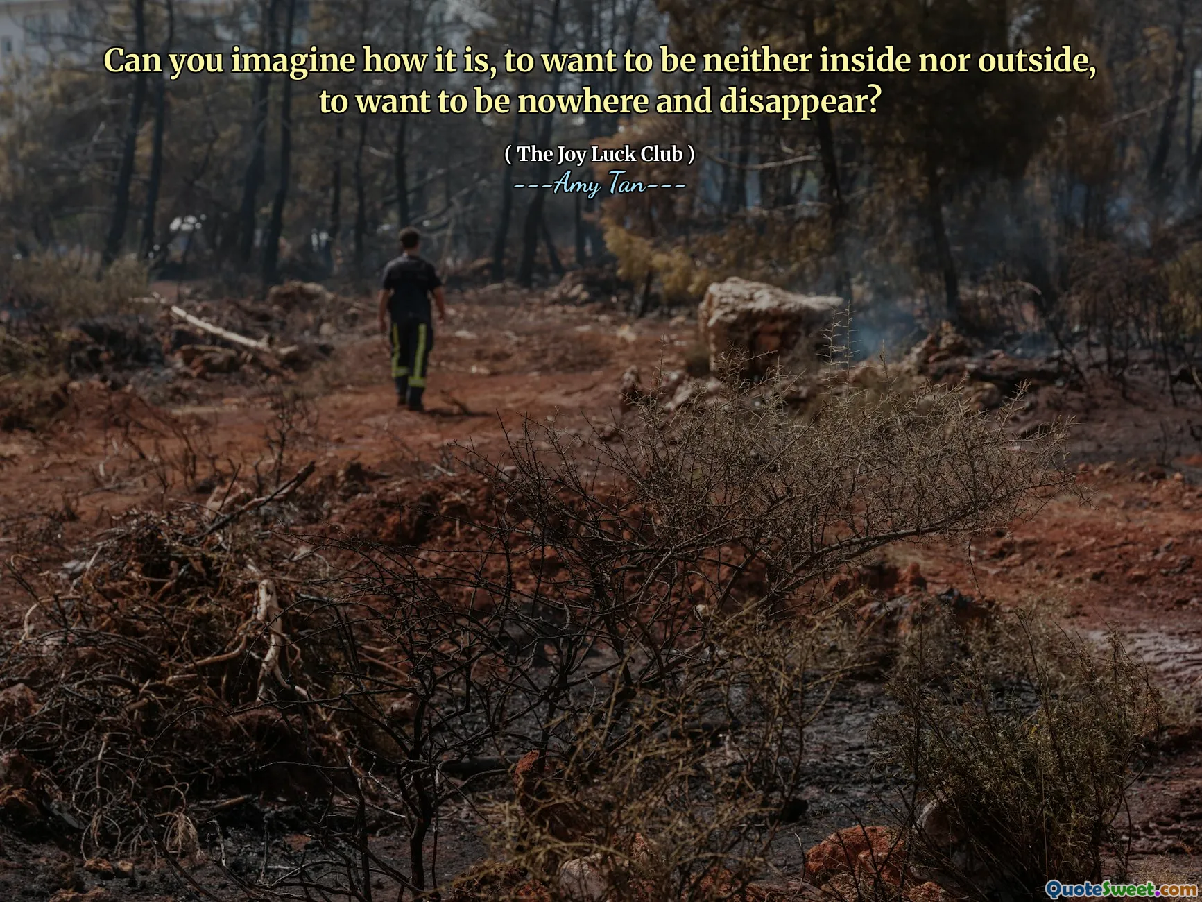 Can you imagine how it is, to want to be neither inside nor outside, to want to be nowhere and disappear?