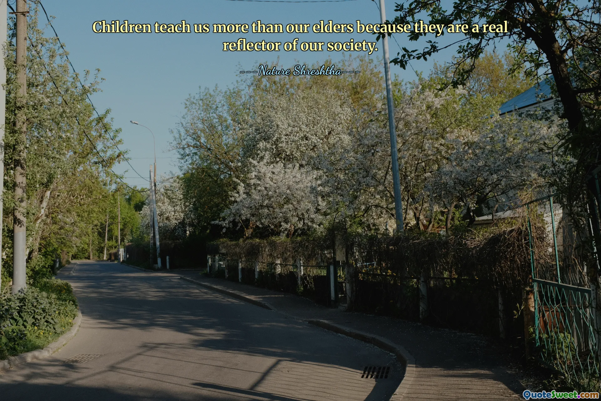 Children teach us more than our elders because they are a real reflector of our society.